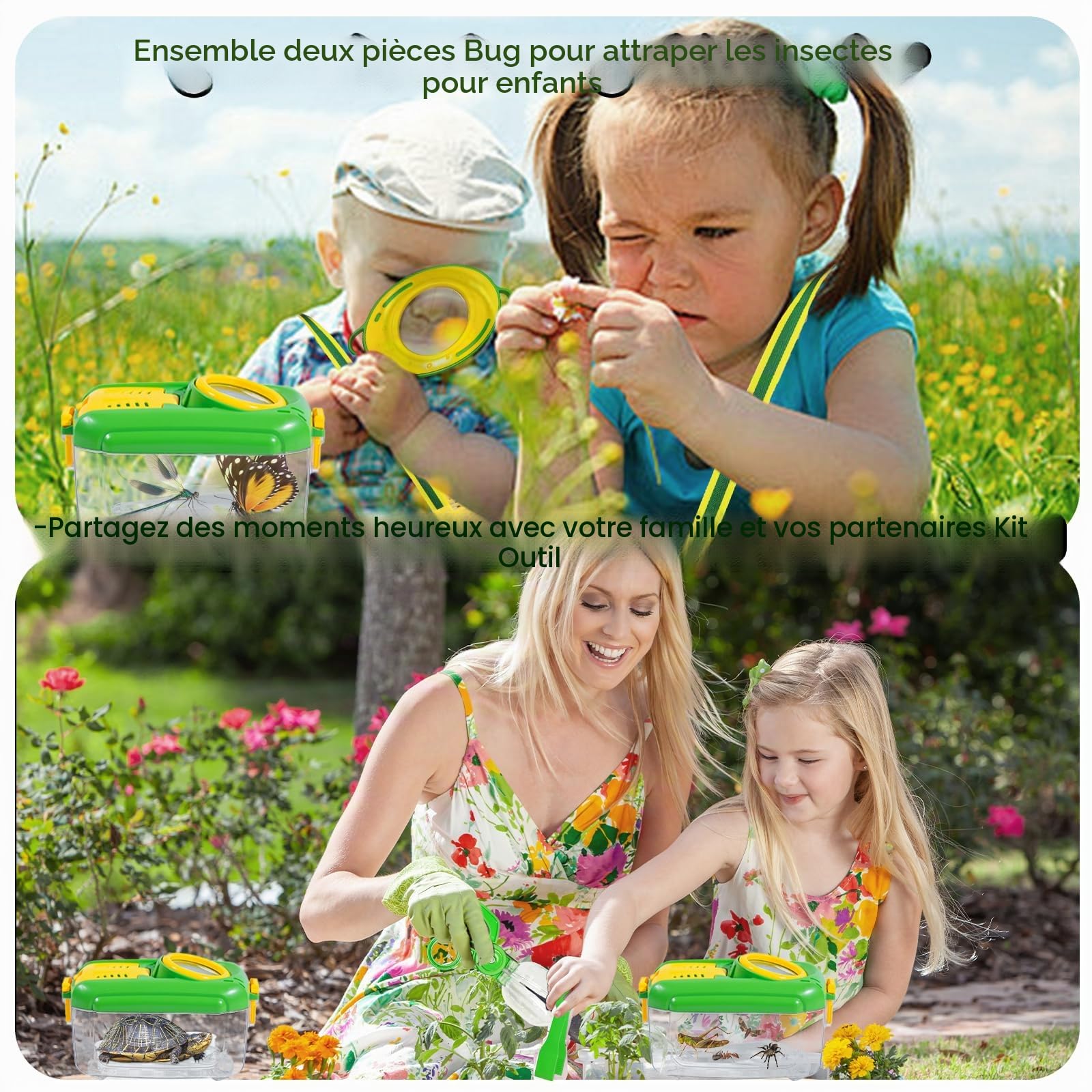 Kit d'exploration en Plein air Jouet d'extérieur 22 Pièces -Kit de Capture d'insectes, Boussole, Loupe, Microscope, Cadeau d'exploration Camping Nature éducatifs pour Partir de 3 Ans
