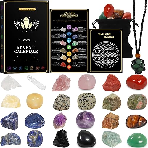 Miniatura 8 de Calendario de Adviento de cristal, colección de minerales y fósiles de roca 2024, calendarios de cuenta regresiva de Navidad de 24 días para niños y