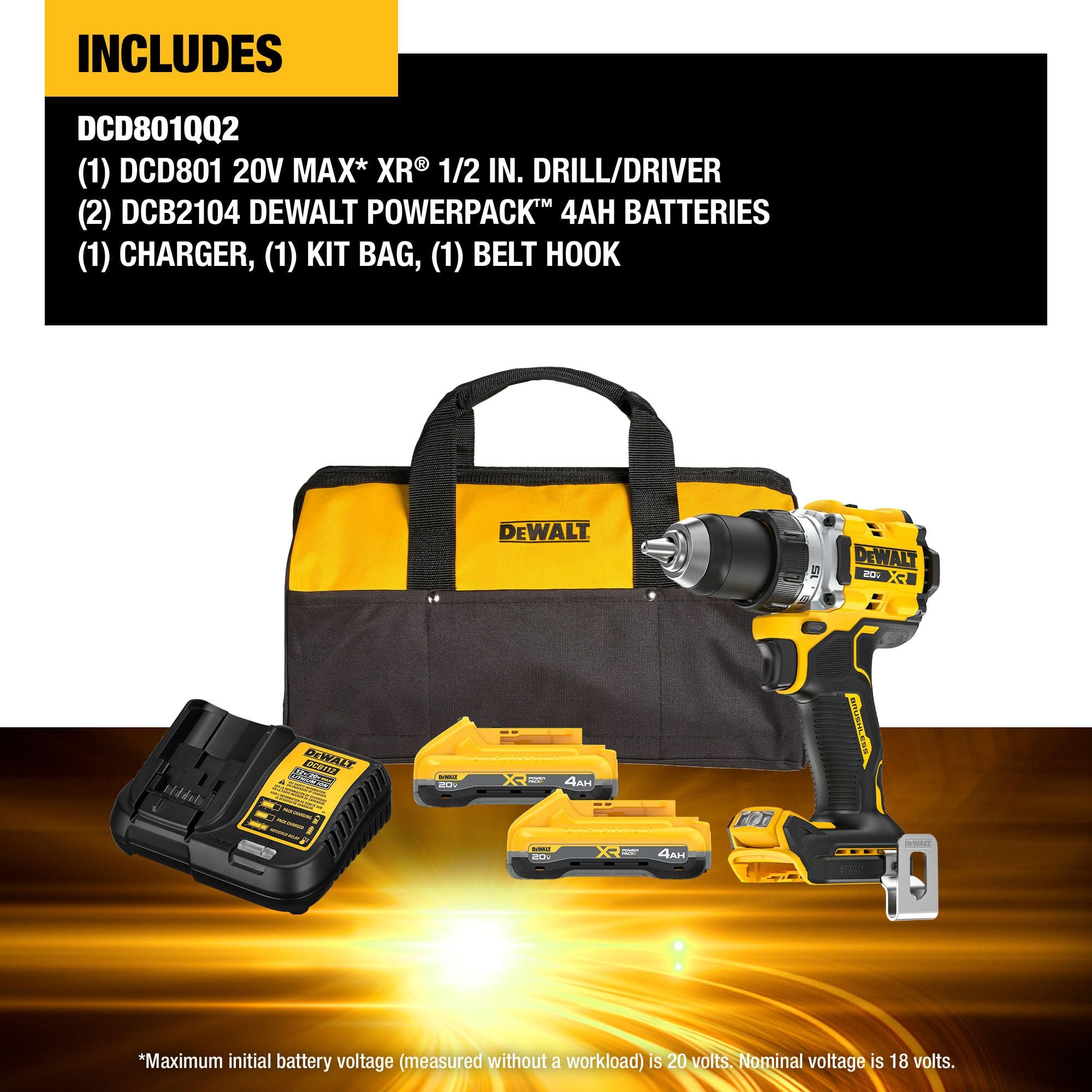 Amazon | DEWALT 20V MAX XR ブラシレスコードレス 1/2インチドリル 
