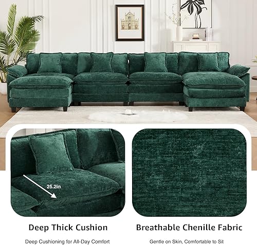 Miniatura 5 de Sofá modular modular de felpilla verde de 81.9 pulgadas para sala de estar, sofá modular de felpilla verde para sala de estar, sofás para sala de