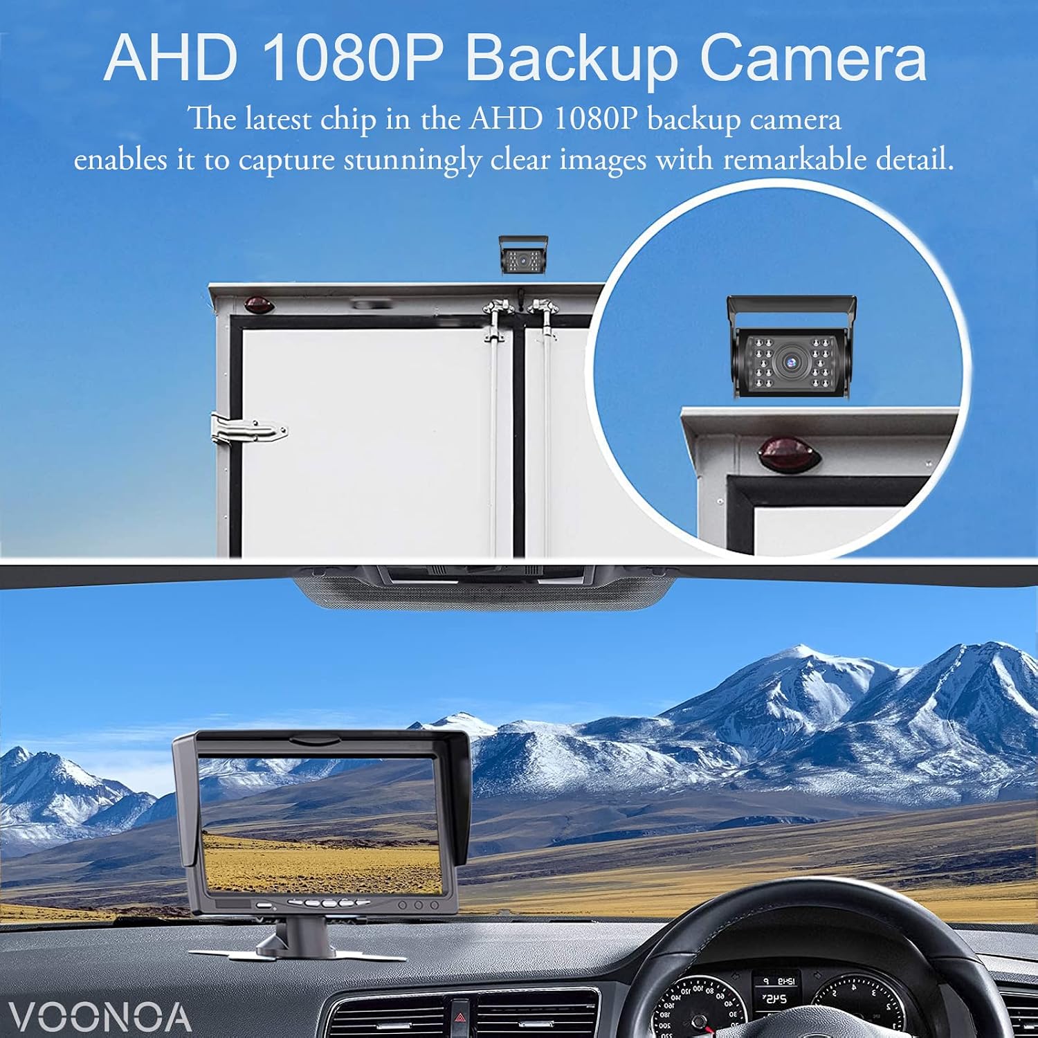 AHD 1080P HD Backup Camera, IP69 Waterproof IR Night Vision Wide View Angle Reversing Rear View Camera with GX12 M12 4 Pin Connector for Monitor, for RV Truck Trailer Pickup Camper Bus Van Tractor