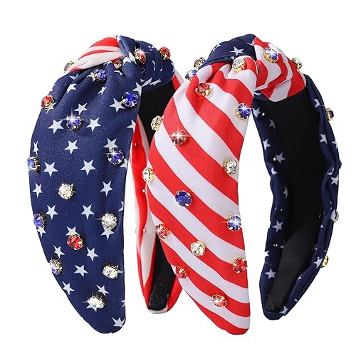 2 Pack 4th of July American Flag Headbands for Women