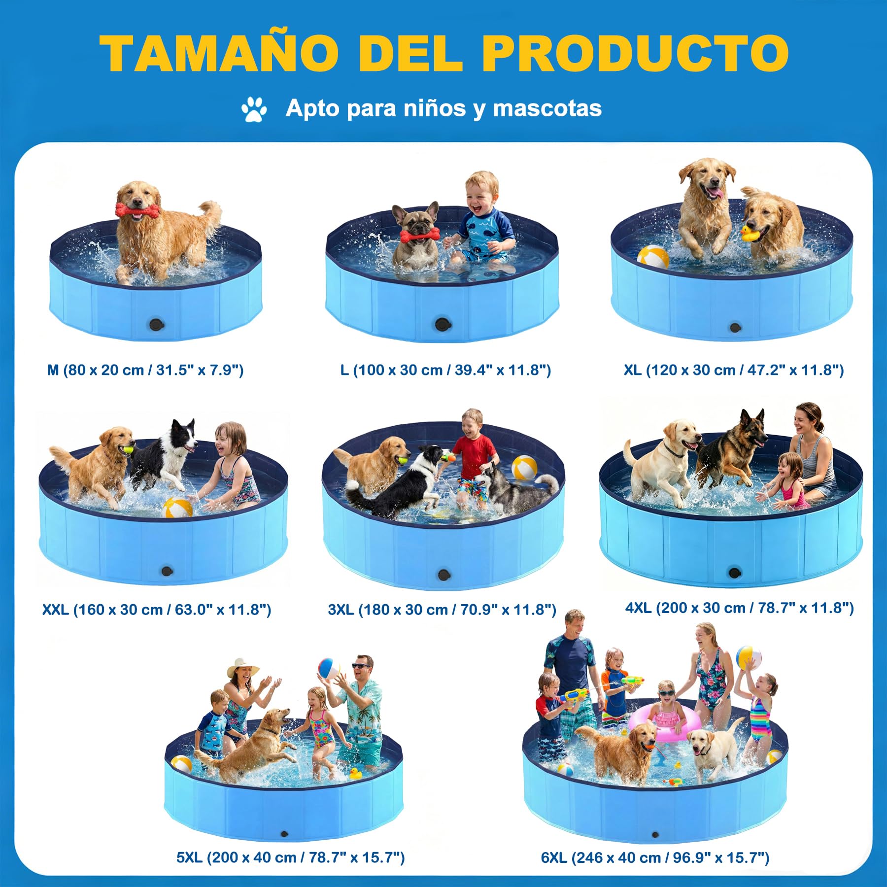 Piscina Plegable para Perros 78 x 20 cm, Base Antideslizante, Vaciado rápido, bañera para Perros, Piscina de PVC Reforzado