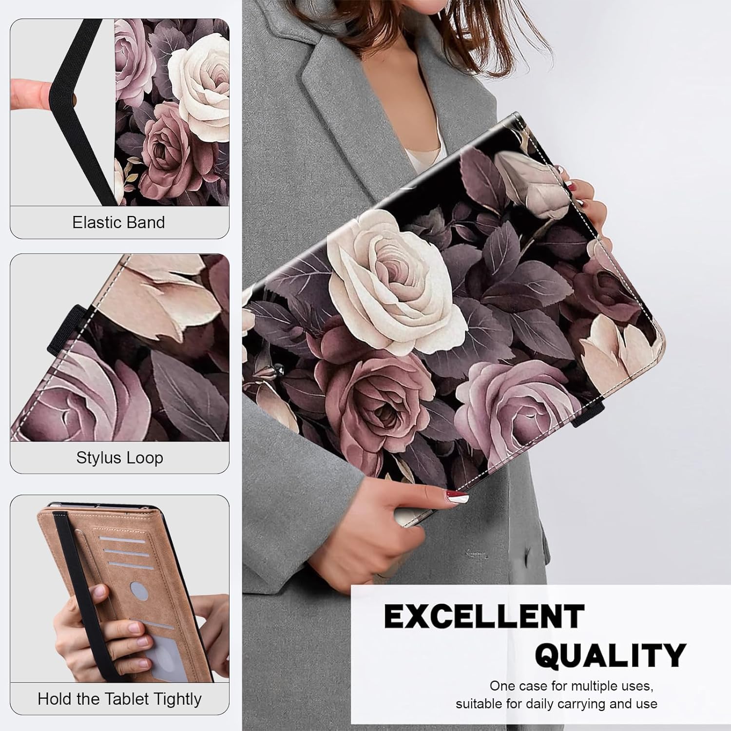 ALILANG Case for iPad Air 3 2019 10.5" (A2152/A2123/A2153)/iPad Pro 10.5 2017 (A1701/A1709),PU Leather Folio Cover with Multi-Angle Stand for iPad Air 3 Generation Tablet Case -Rose