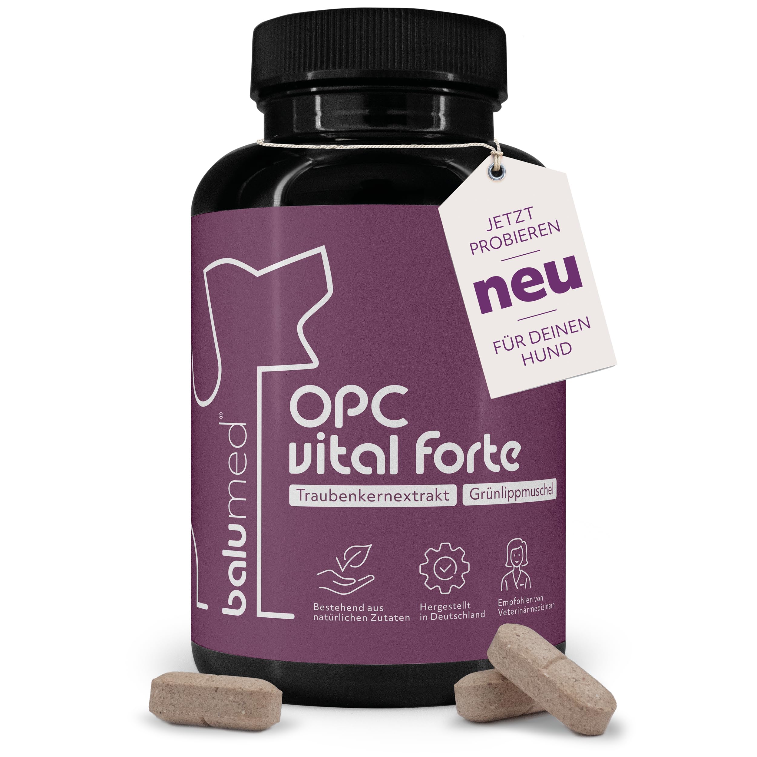 OPC Vital Forte – 120 Tabletten für Hunde – mit antioxidativem Traubenkern-Extrakt