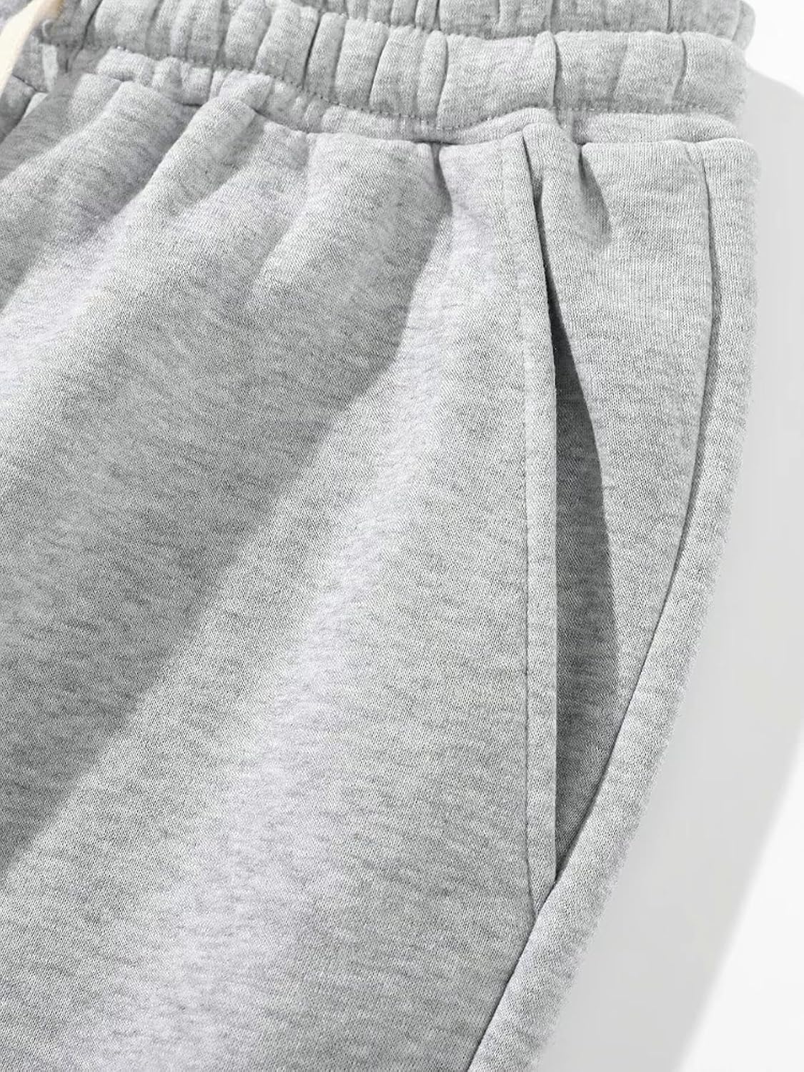 Men's Solid Thermal Lined Drawstring Waist Pants, Plain Casual Comfy Loose Fitting Trousers for Fall & Winter
