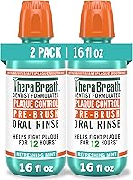 TheraBreath Plaque Control Pre-Brush Oral Rinse, Mint Flavor, Antiplaque & Antigingivitis, Alcohol-Free, Dentist-Formulated, 2x16oz Pack