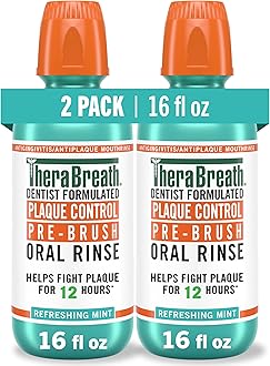 Plaque Control Pre-Brush Oral Rinse, Refreshing Mint Flavor, Antigingivitis and Antiplaque Rinse, Dentist Formulated, Alcohol Free, 16 Fl Oz (Pack of 2)