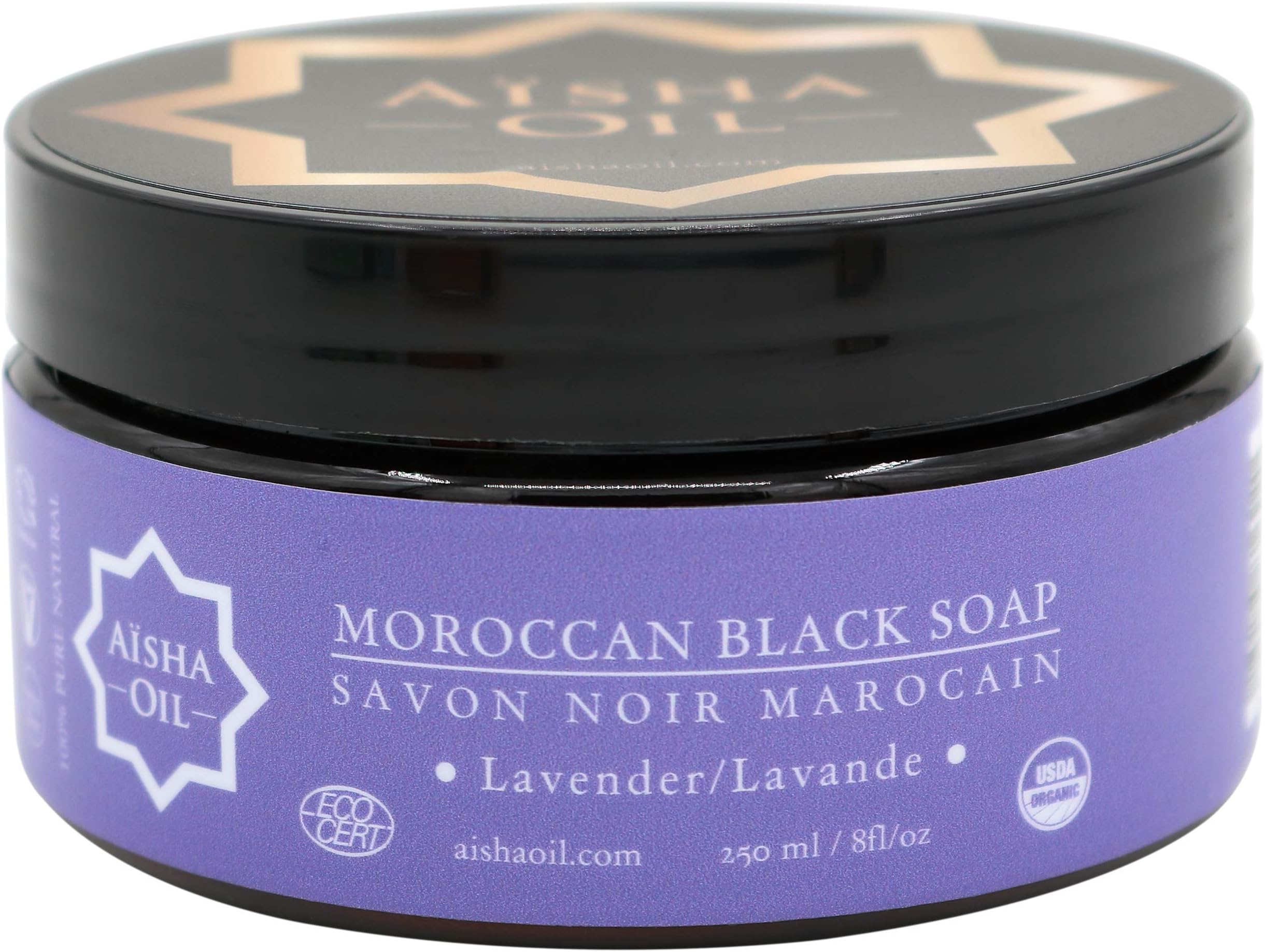 Aisha Oil Organic Moroccan Black Soap For Deep Exfoliation & Skin Rejuvenation | Natural Morocco Hammam Soap For Body & Face | Moisturizes & Improves Texture | Hypoallergenic & No-Chemicals