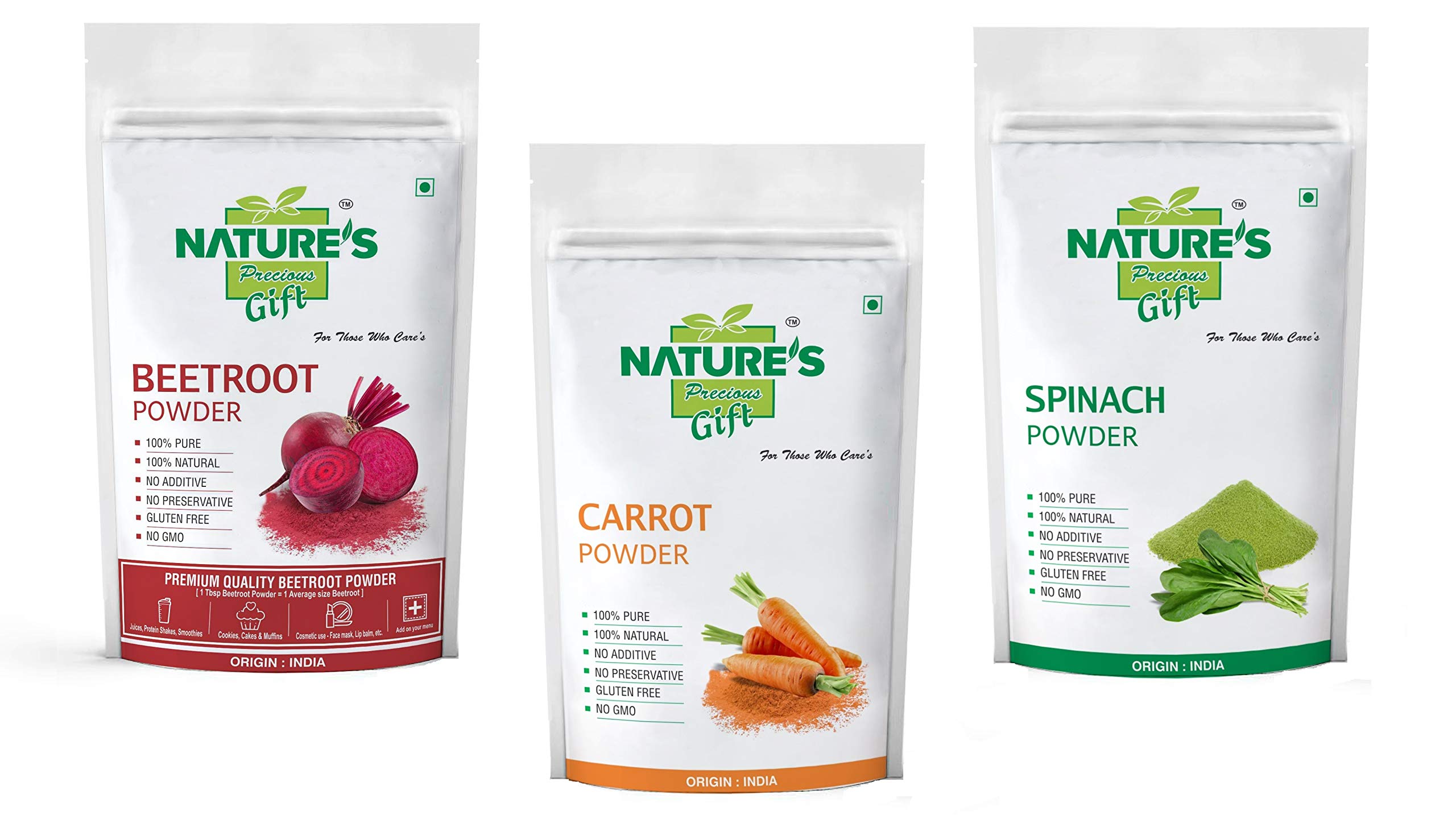 NATURE`S GIFT - FOR THOSE WHO CARE`S Beetroot, Carrot & Spinach Powder Combo Pack - 100 GM Each (B0BBQVQHYK) Amazon Price History, Amazon Price Tracker