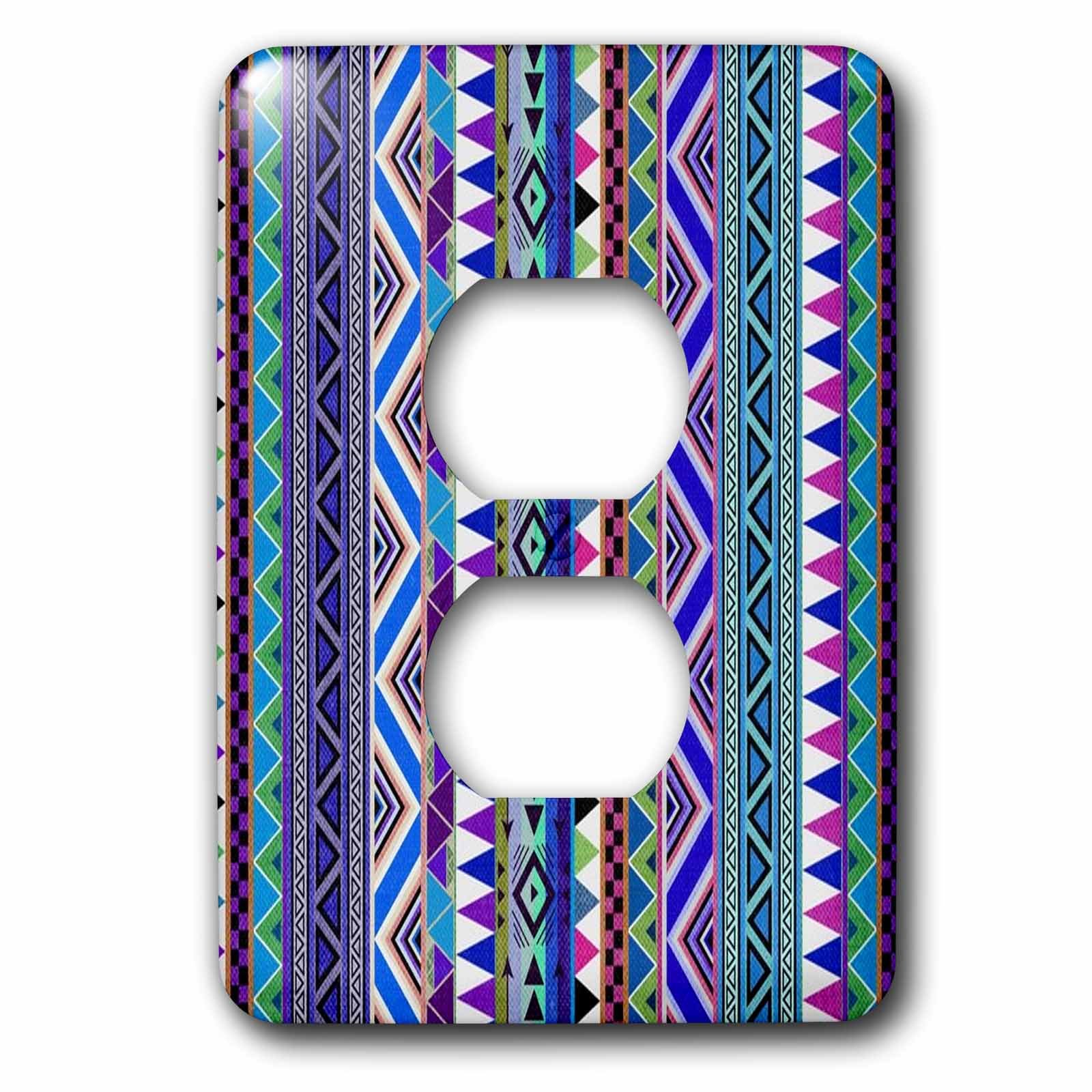 Cache-prise motif tribal violet bleu 3dRose pour une chambre moderne