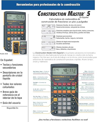 Miniatura 5 de Calculated Industries 4065 Construction Master Pro - Calculadora de fracciones de piespulgadas de construcción avanzada para contratistas