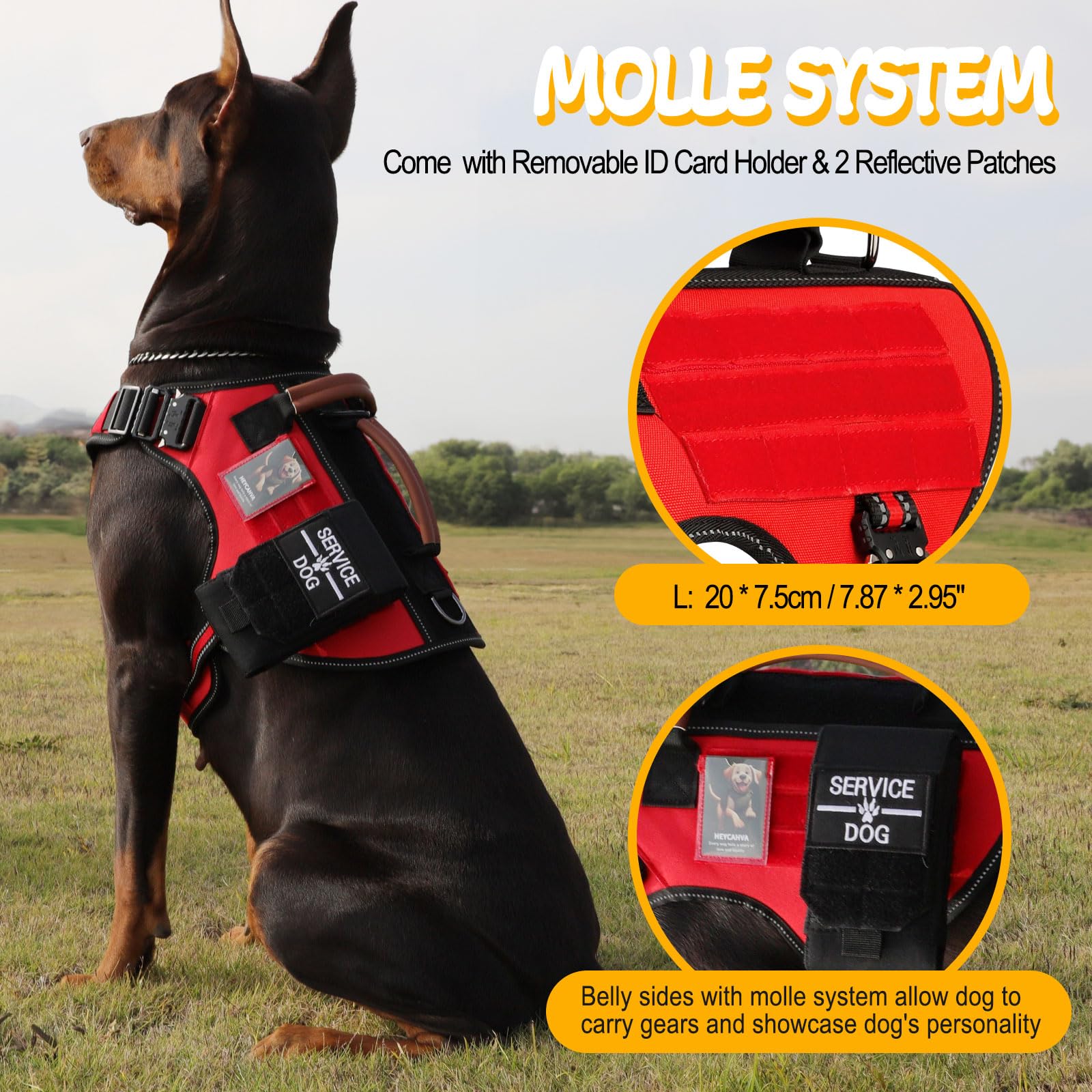 Arnés táctico para perros – Chaleco de servicio para perros grandes (rojo, L)