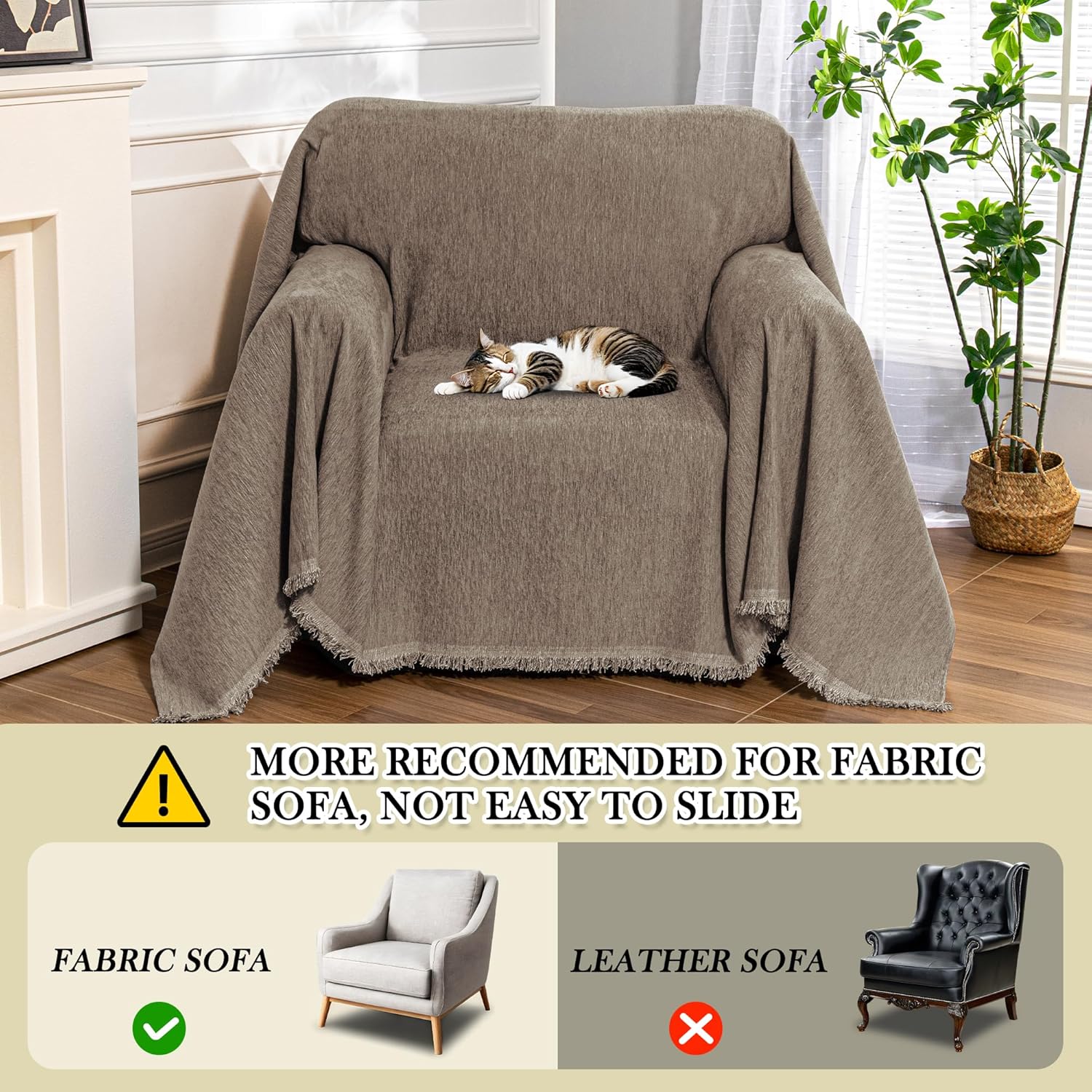 MEETSKY Small Couch Cover Oversized Armchair Sofa Cover Washable for Dogs Sofa Single Recliner, Chenille Sofa Throw Slipcover for Pets Sofa Cover Thick, 71" x 91", Sand Sand 71" x 91"