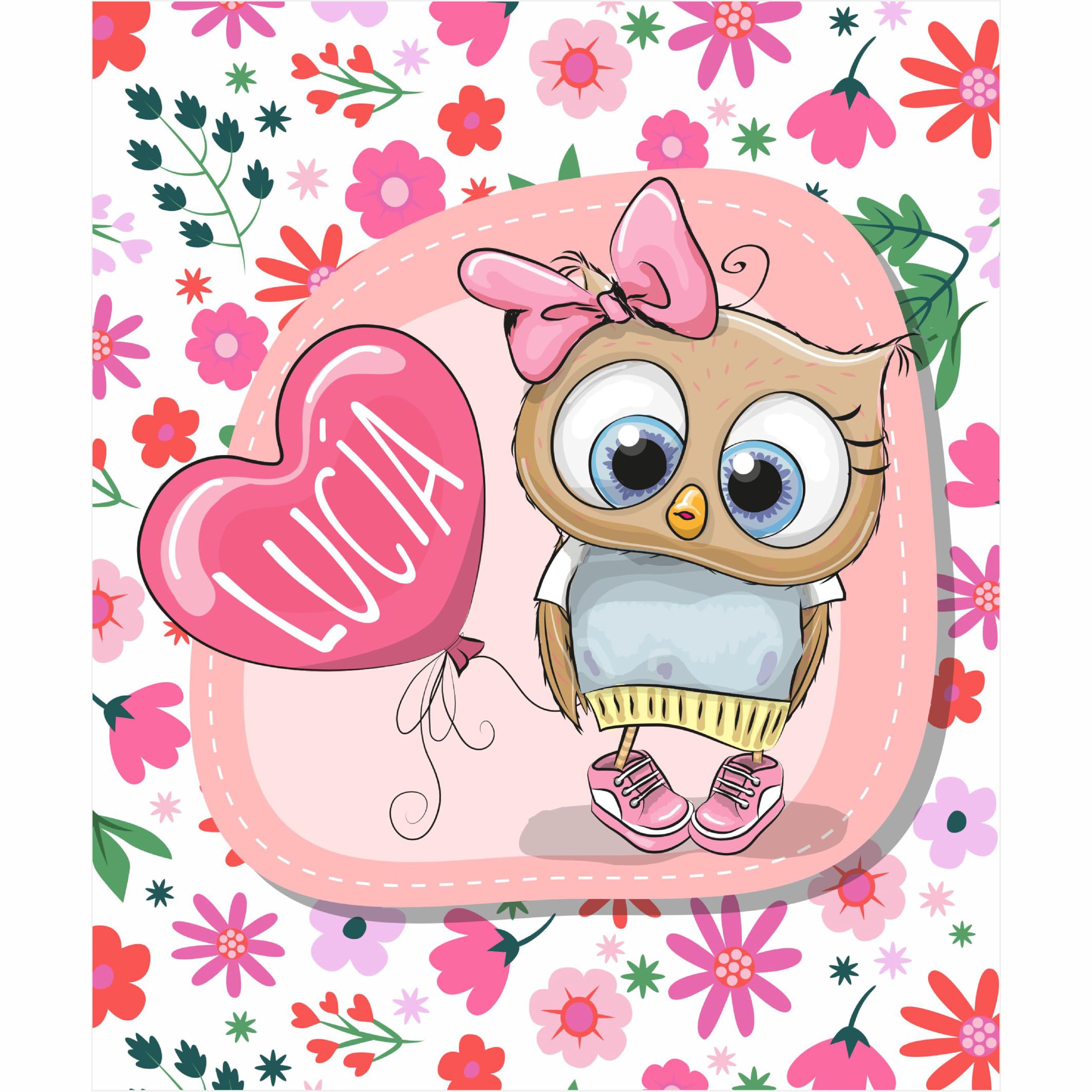Estor Infantil Niña, Estor infantil animales Buho 002- Estores Infantiles Personalizados con nombre. Estor enrollable habitacion infantil. Tejido Translucido Cortinas y Estores Infantiles (150x170)