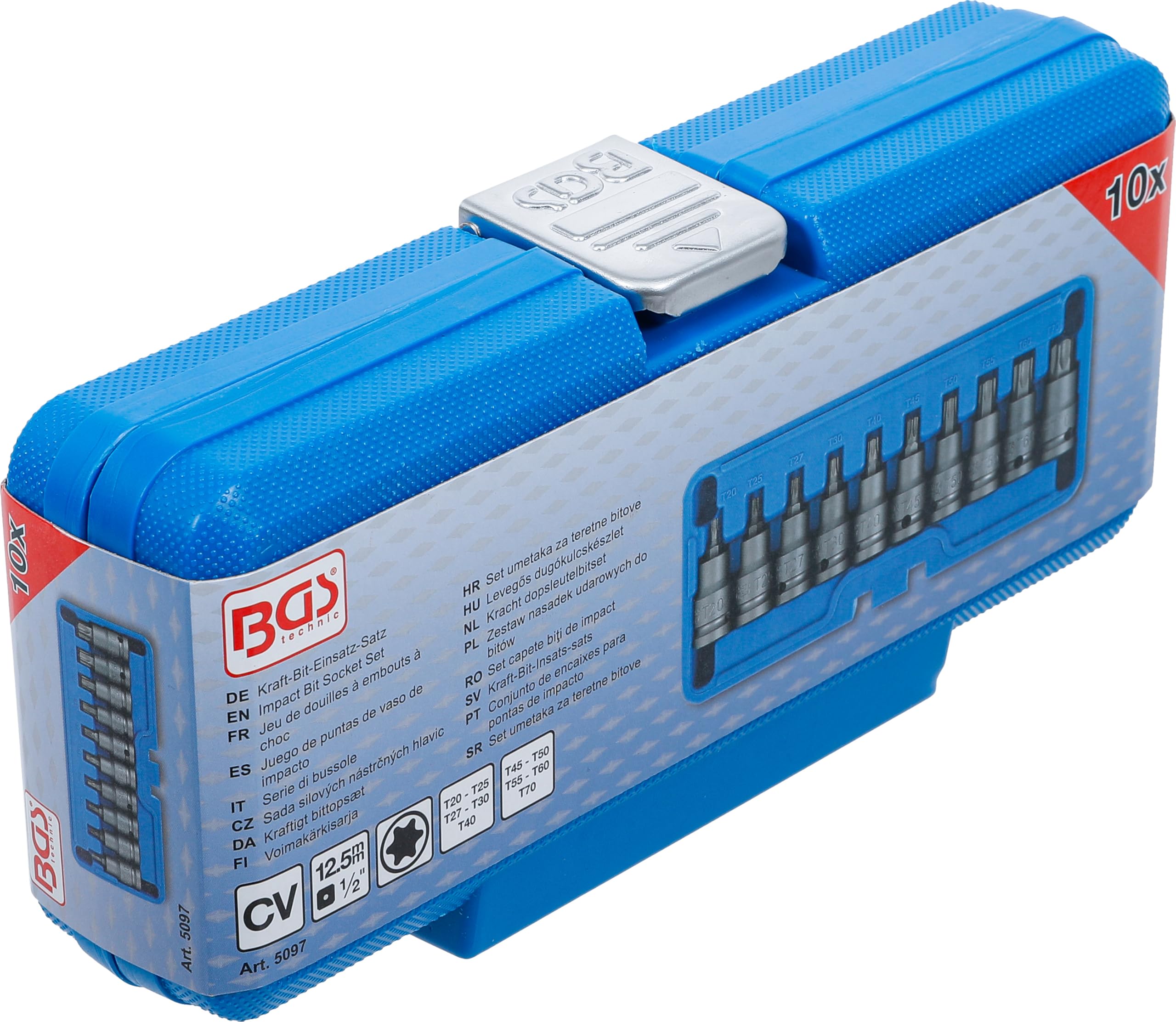 BGS 5097 | Juego de puntas de vaso de impacto | entrada 12,5 mm (1/2") | perfil en T (para Torx) T20 - T70 | 10 piezas