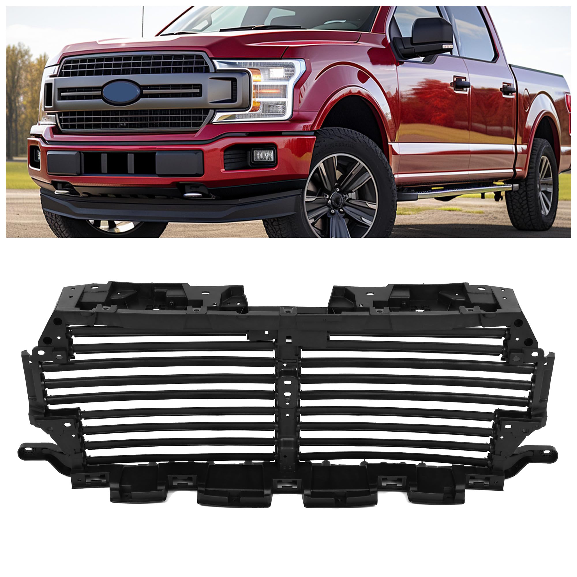 KUAFU Front Active Grille Shutter Compatible with 2018-2020 Ford F-150 Replace for JL3Z-8475-D JL3Z8475D Upper Radiator Grille Air Shutter