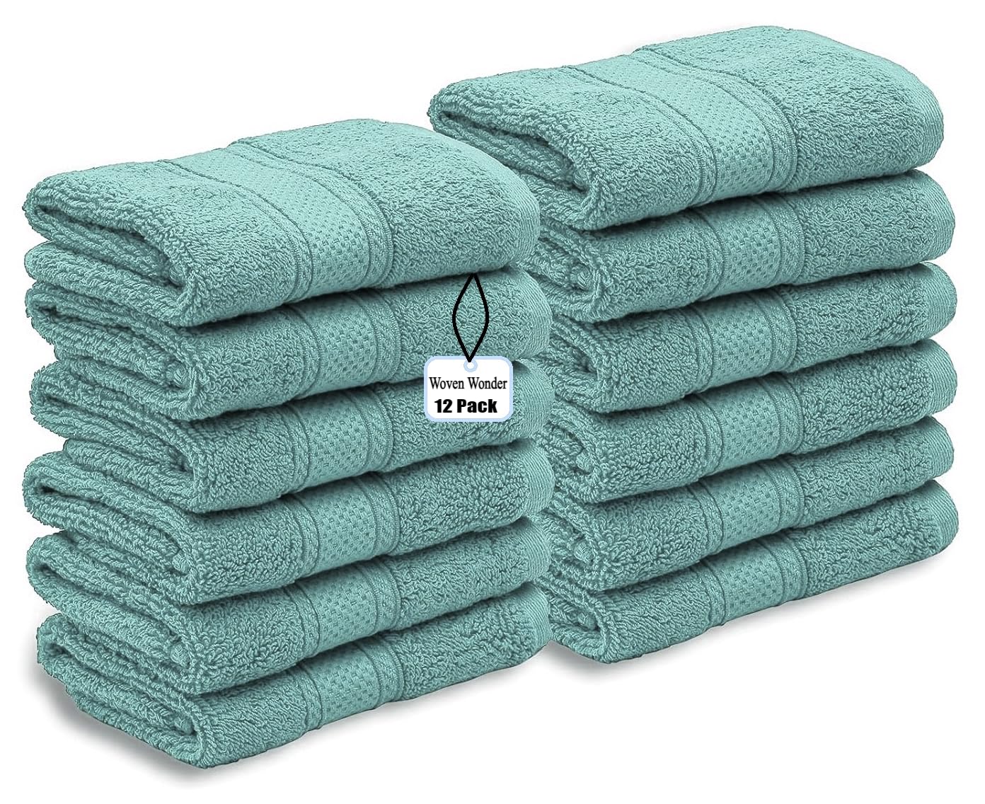 Wovenwonder Aqua/Mint 12 X Cotton Face Cloth Towels 100% Egyptian Cotton -500Gsm Super Soft Flannels Washcloths (30 X 30 Cm) Fingertip Gym Towels Facial Cloths ()