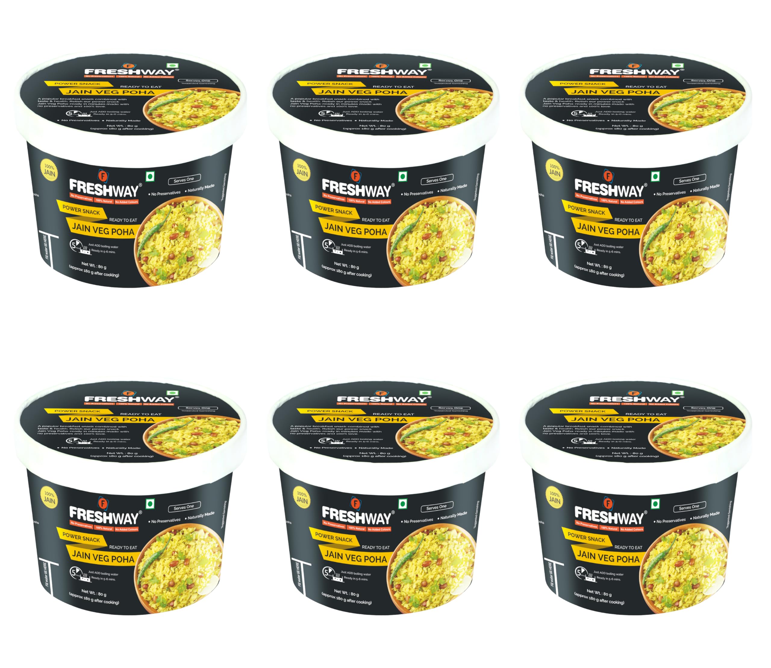 Freshway Jain Veg Poha Quick and Easy Ready to Eat Snack | 100% Jain No Preservatives Pack of 6 (B0CVQHRRC8) Amazon Price History, Amazon Price Tracker
