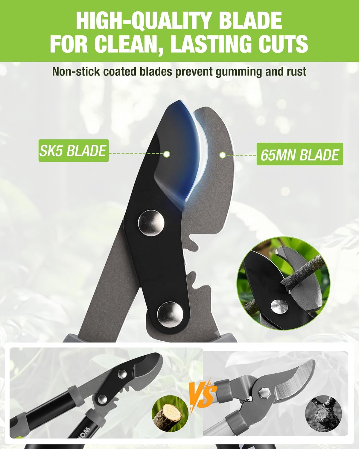 WORKPRO 15-Inch Bypass Loppers, Branch Cutter with Gear System photo 3