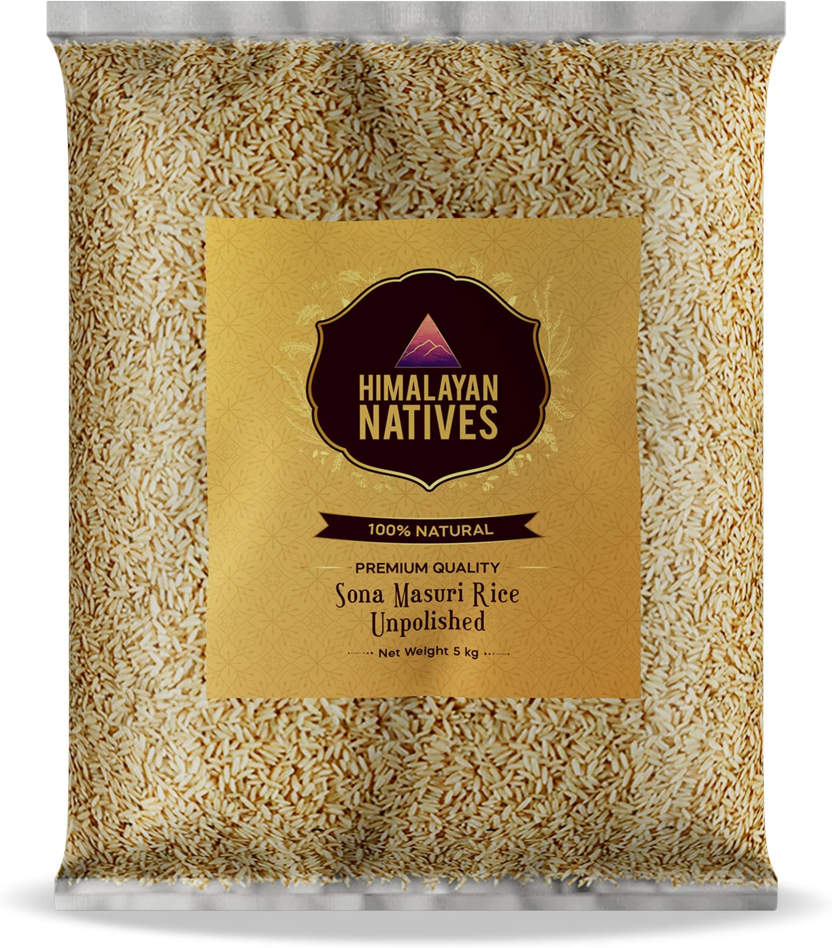 Himalayan Natives 100% Natural Premium Sona Masuri Unpolished Rice 5 kg | Brown Rice | Unprocessed | Helps in Weight Management | Boosts Energy | Gluten Free