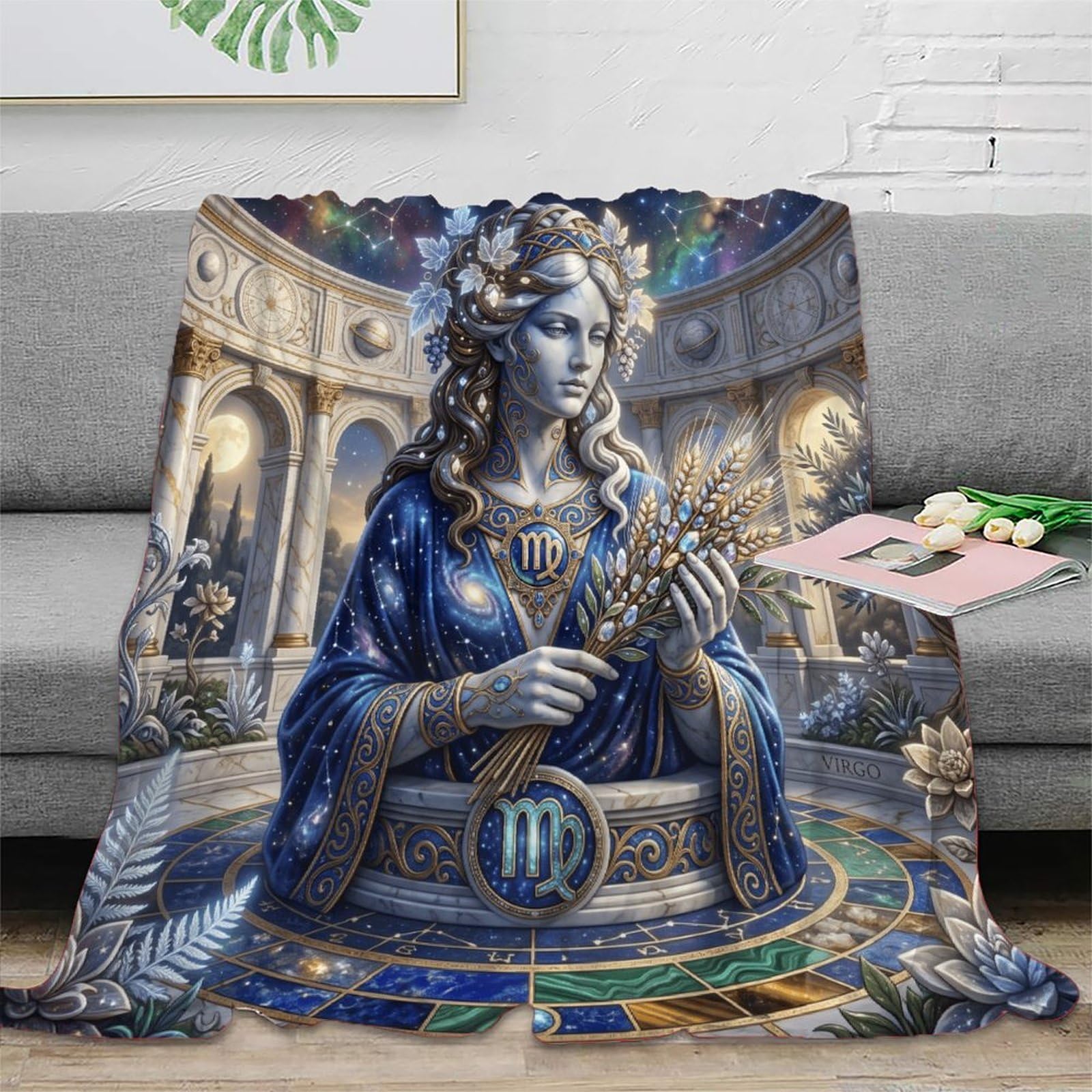 W7C8U2X3 Virgo Zodiac Constellation for Soft Throw Blanket, Guest Bed Room