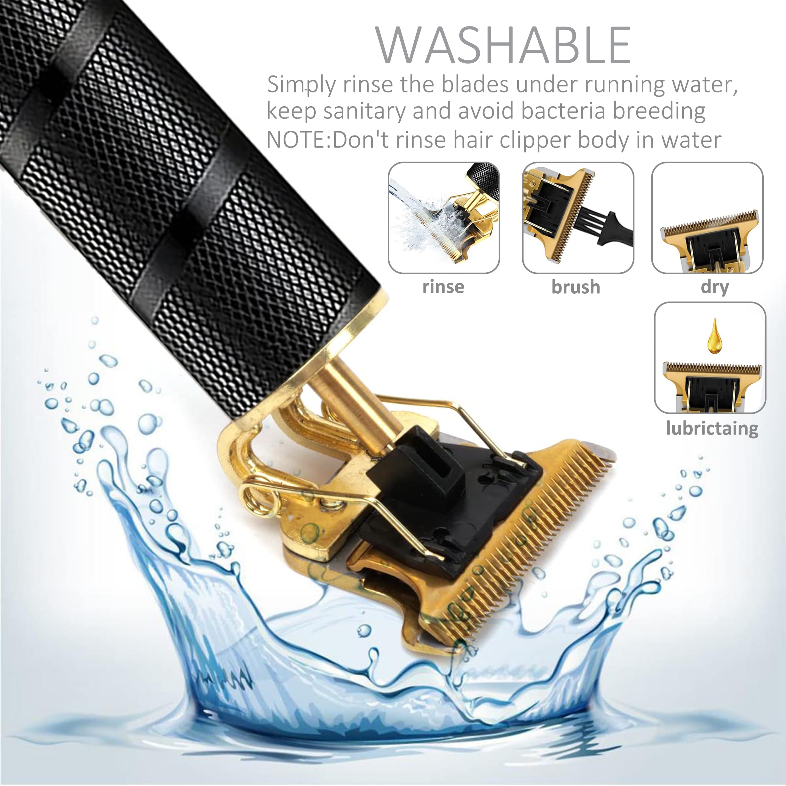 Cortadora de pelo profesional inalámbrica para hombres: kit de aseo multifuncional con cuchilla en T de precisión, batería de 1200 mAh y 4 peines ajustables | Ideal para el hogar, viajes y 3