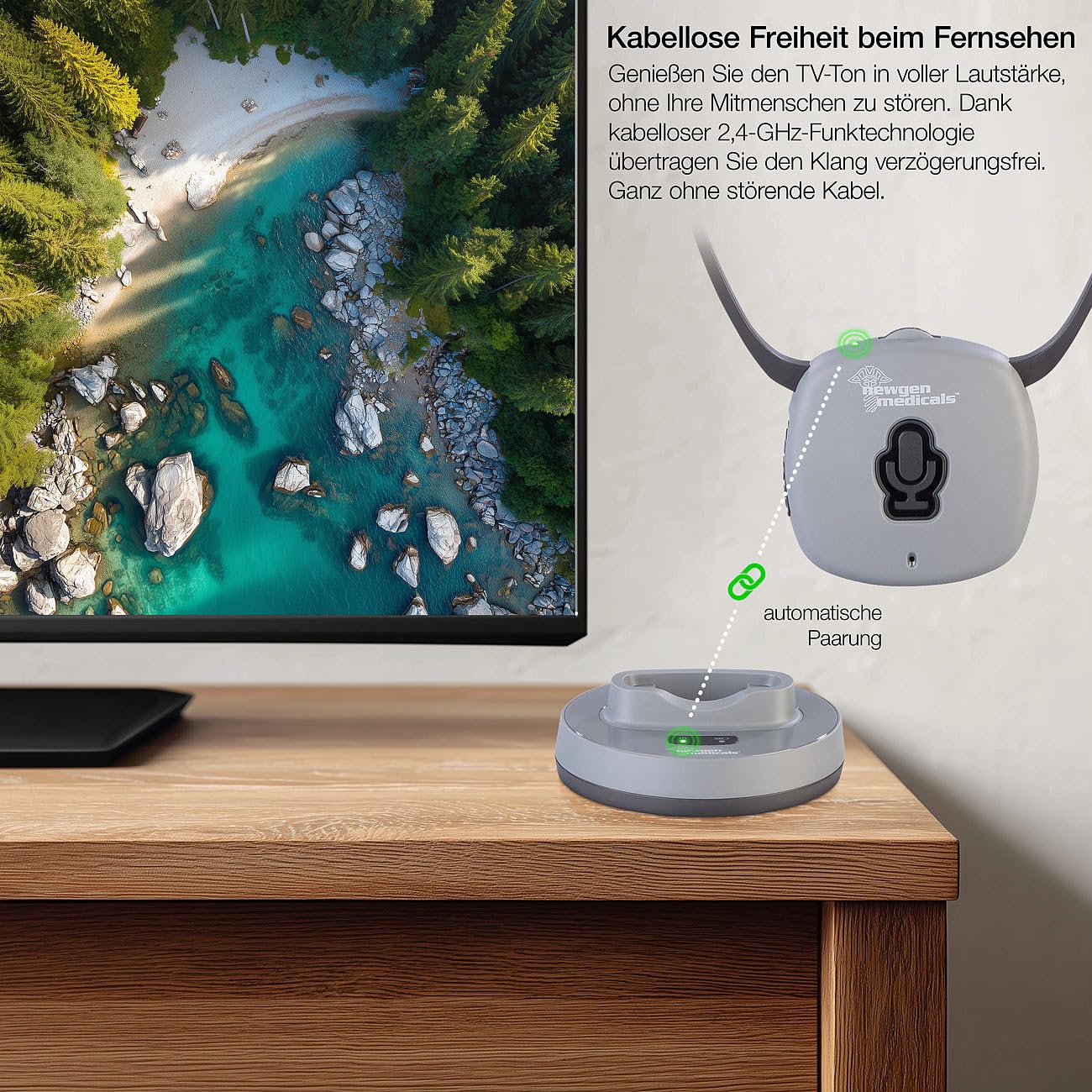 Casque TV sans-fil 2,4 GHz et amplificateur de son [newgen medicals]