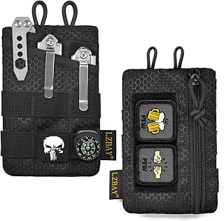 EDC Pocket Organizer,EDC Pouch to Carry Tactical Pen/Knife/Phone,Men's EDC Tool Pocket with 4 Pockets Tool Storage EDC Pouch,Nylon Belt Utility Organizer Pouch for EDC Gears