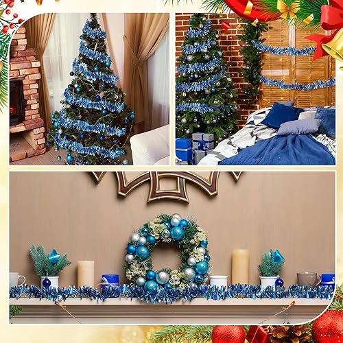 Miniatura 173 de Shappy Guirnalda de oropel negra de 90 pies, 6 rollos para decoración de Halloween, Navidad, guirnalda metálica con purpurina para bodas, fiestas