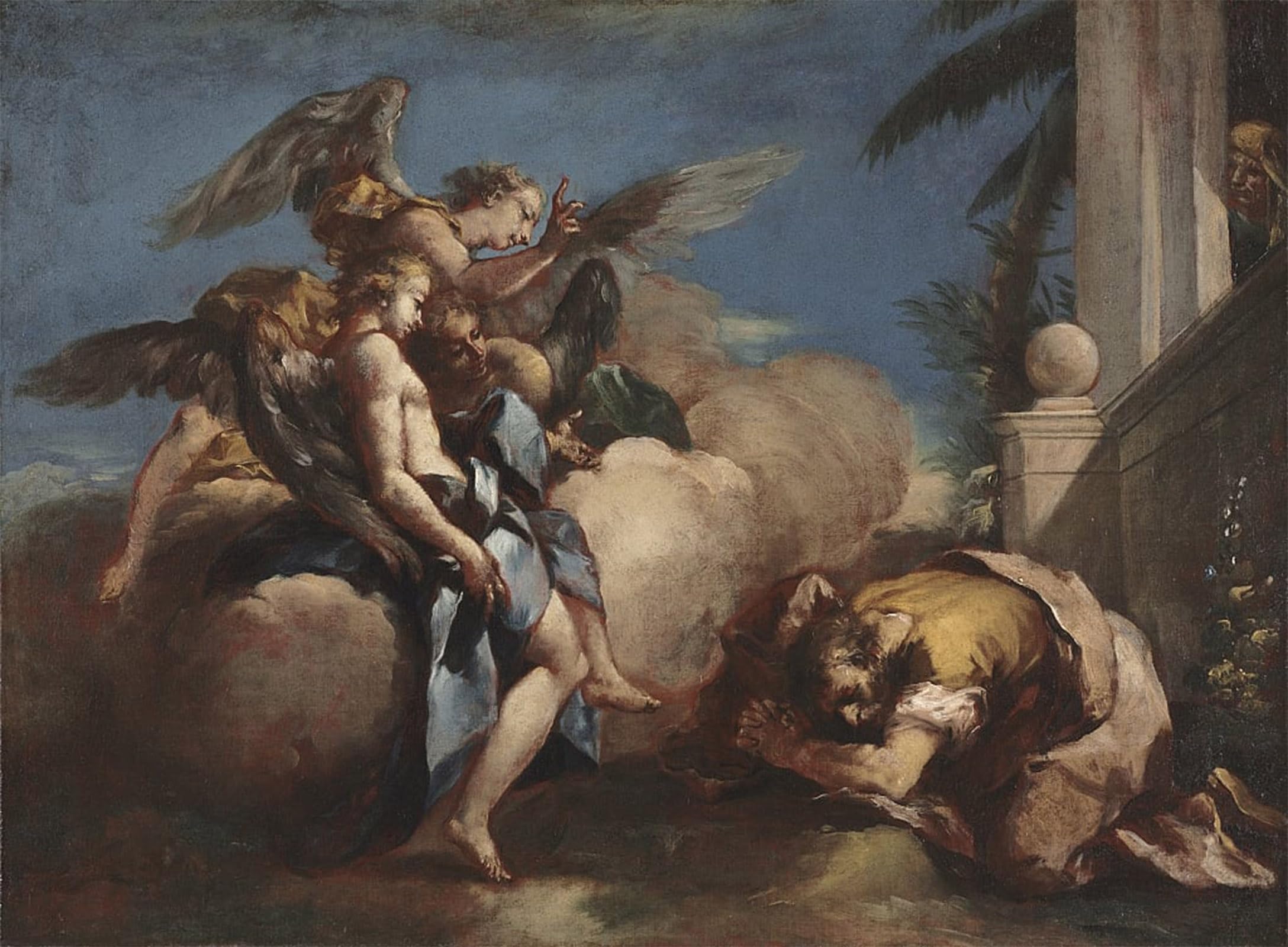 SERENDIPITP Vintage Picture Print on Canvas Wall Art Poster the Angels Appearing to Abraham by Francesco Guardi Artwork Print Poster for Wall Decor 60x90cm