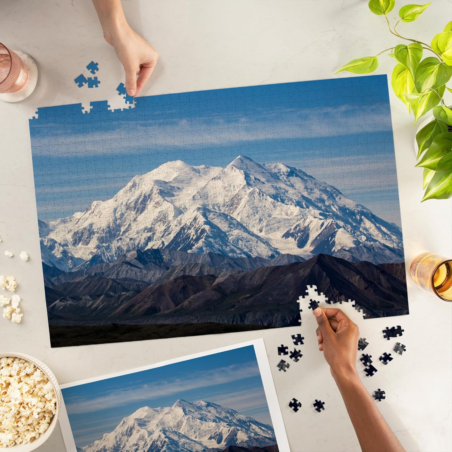 Lantern Press Denali National Park, Alaska, Denali Mountain Mckinley, 1000 Piece Jigsaw Puzzle for Adults, Made in USA with Reference Poster