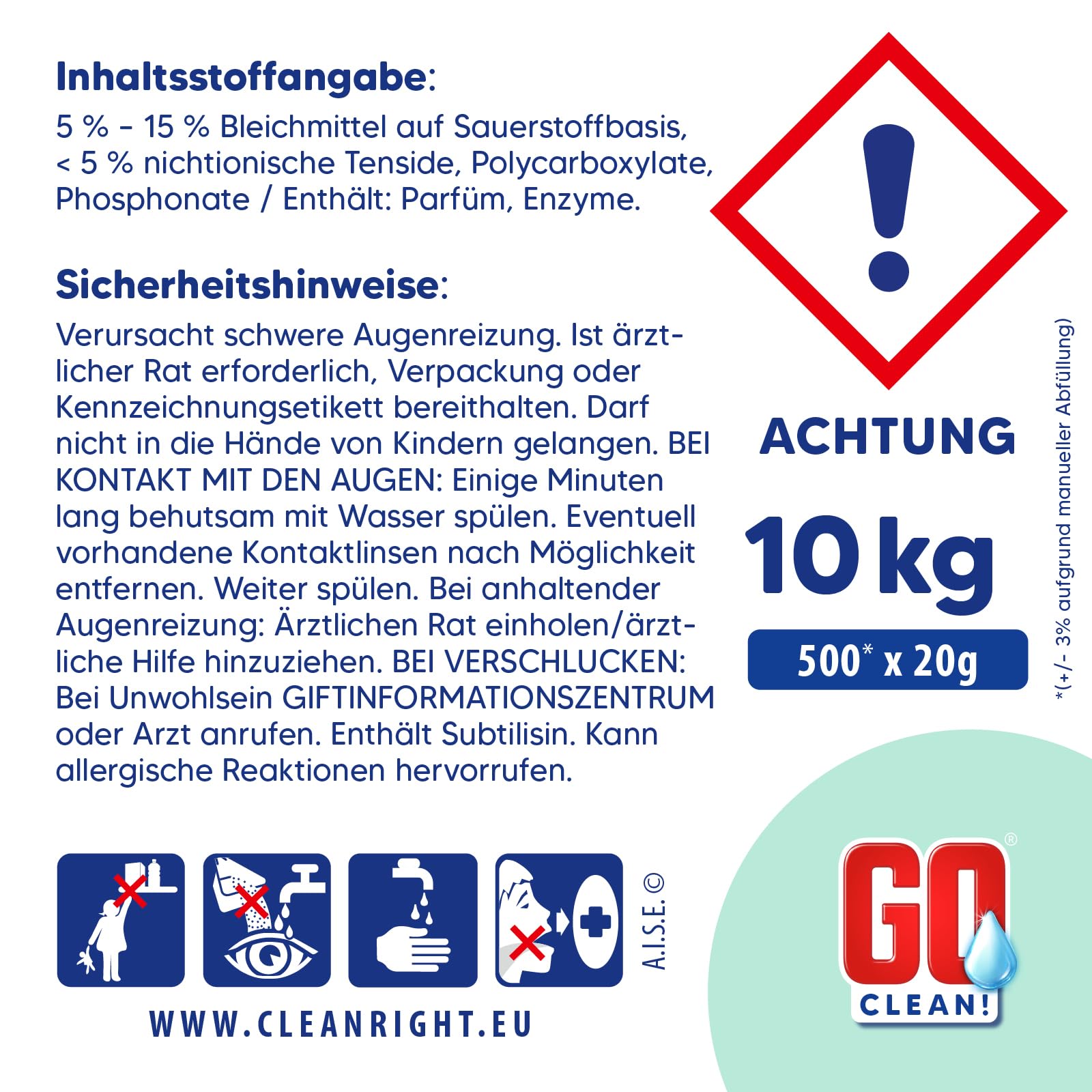 GO clean! Spülmaschinentabs Multi 12-in-1 MAX POWER – 10 kg ca. 500 Stück 20g, XXL-Sparpaket in wasserlöslicher Folie mit starker Reinigungskraft gegen Schmutz und Fett