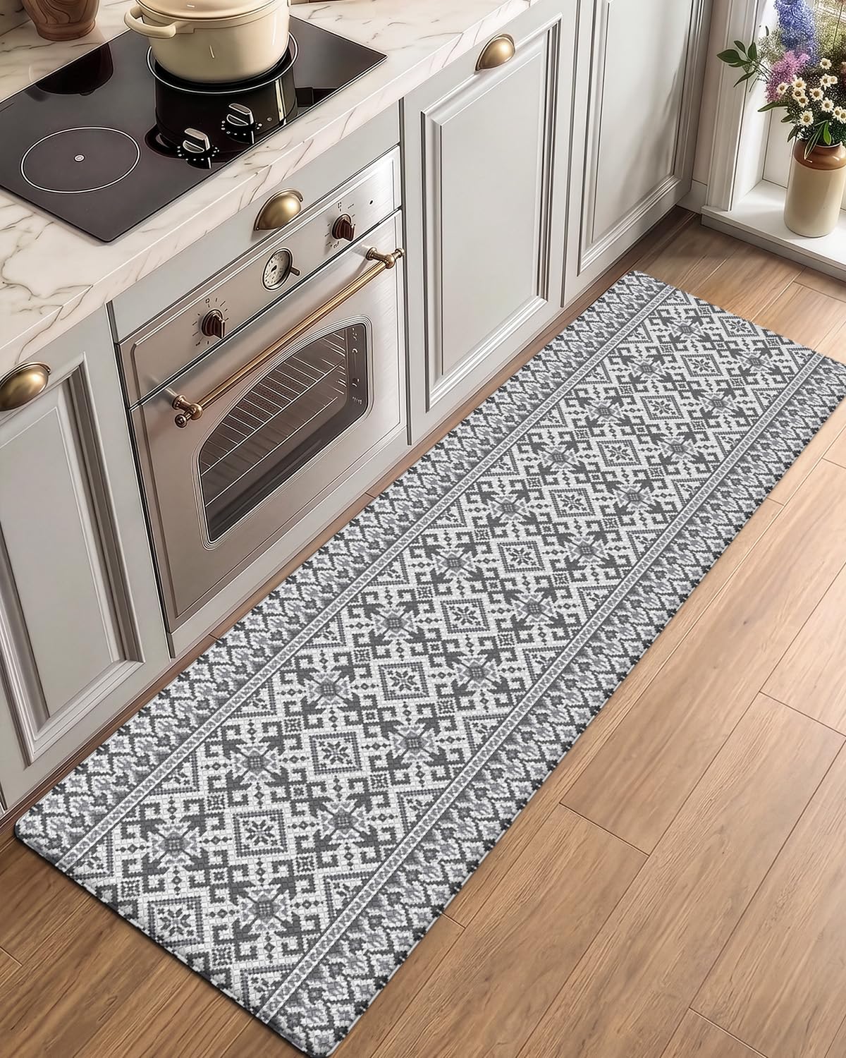 LUMI Tappetino imbottito da cucina anti affaticamento per pavimento, ultra morbido, impermeabile, per stare in piedi, antimacchia, in PVC, comodo per casa, ufficio, lavanderia, 61 x 218 cm