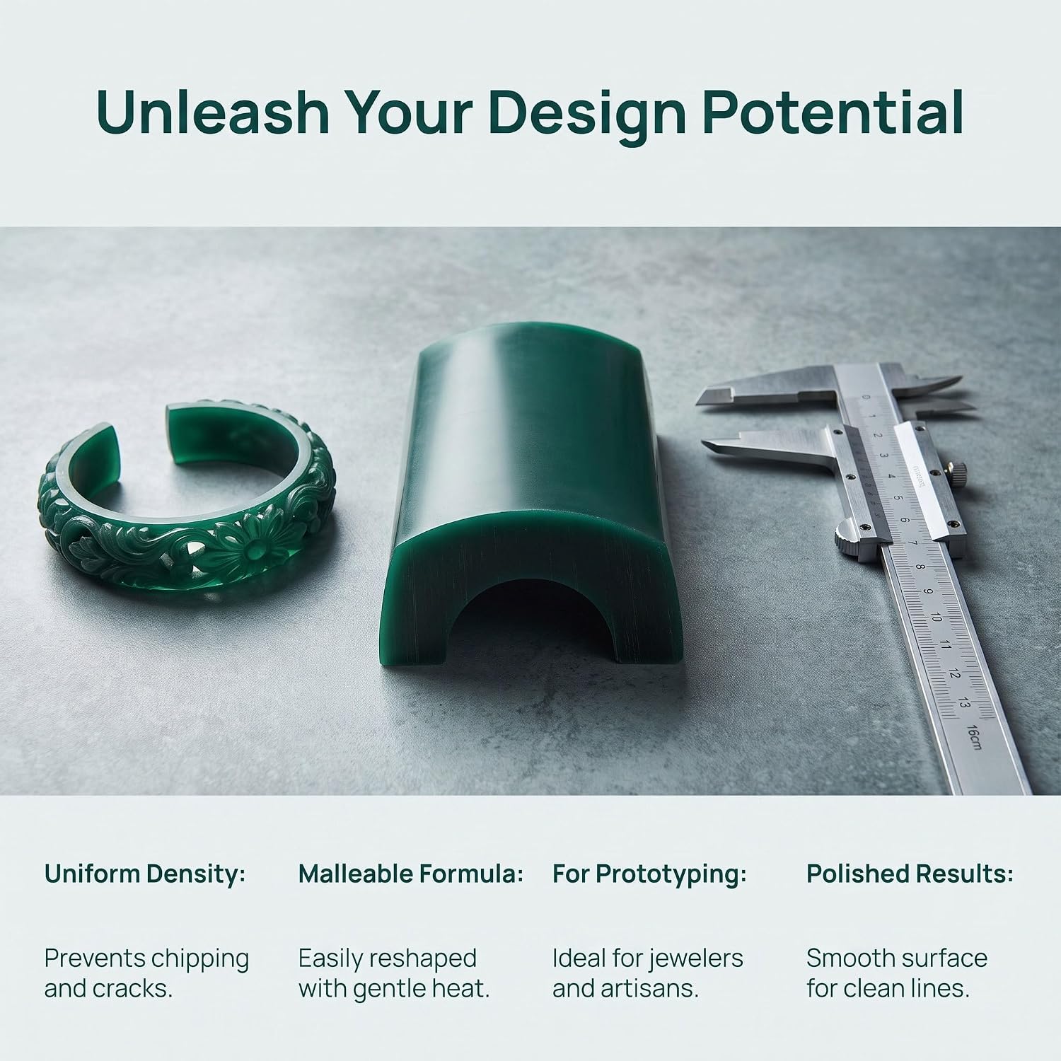 Carving Wax for Jewelry Designers, Green Half Round Solid Cylinder