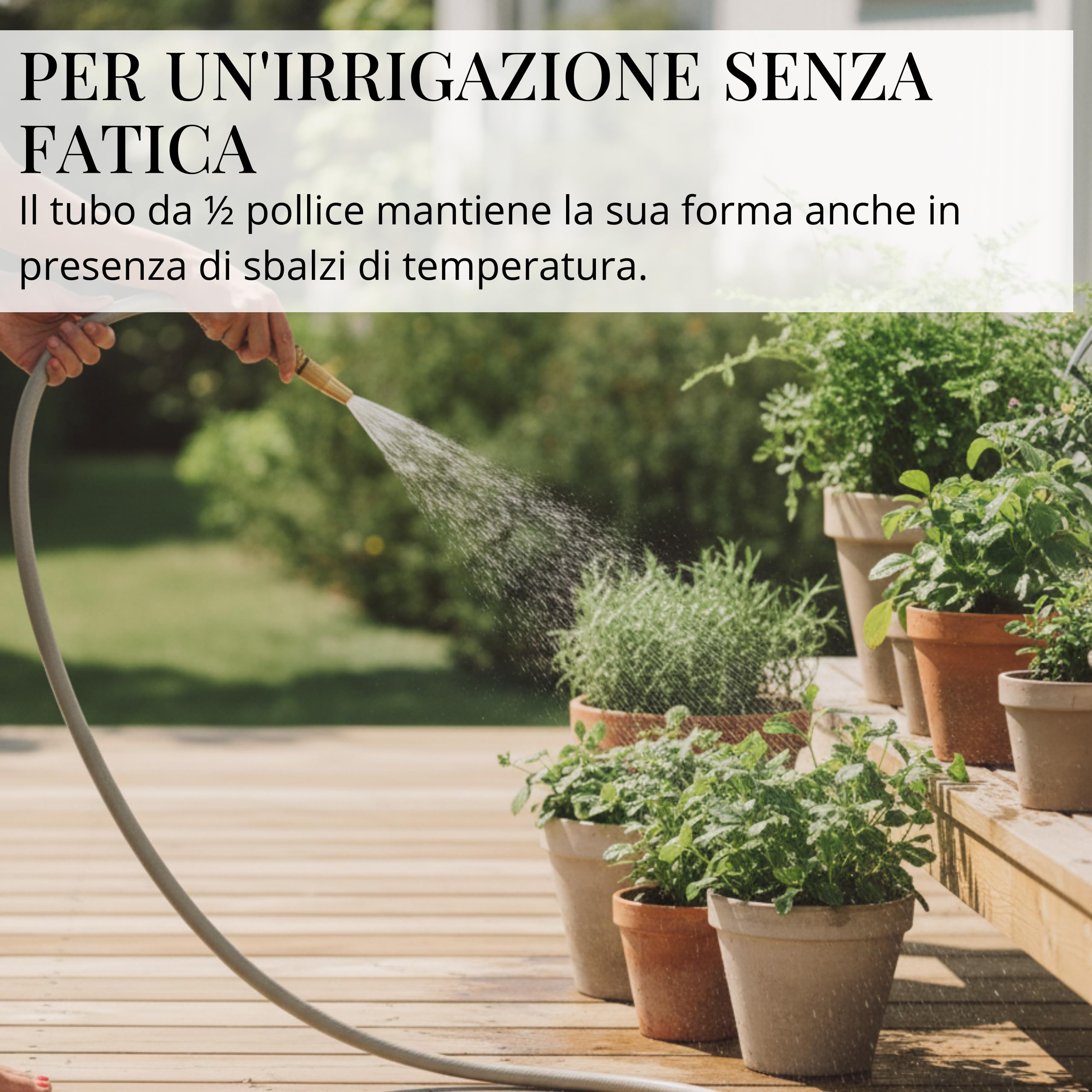 LIVLIG Tubo da Giardino 20m Design – Tubo Irrigazione Flessibile, 60% Riciclato, Resistente UV, Anti-Torsione, 1/2 Pollice, Greige