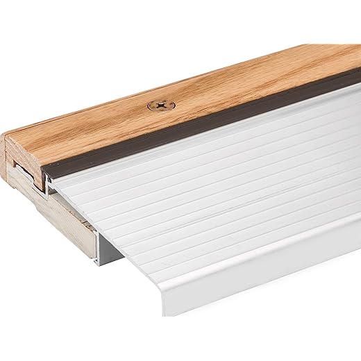 Randall Manufacturing Co., Inc | Threshold | Oak & Aluminum Adjustable Sill with Plastic Base | 5 3/4” Wide | 4 Feet Long | Adjusts from 1 1/8” to 1 1/2” High | Silver Aluminum | Primed Wood