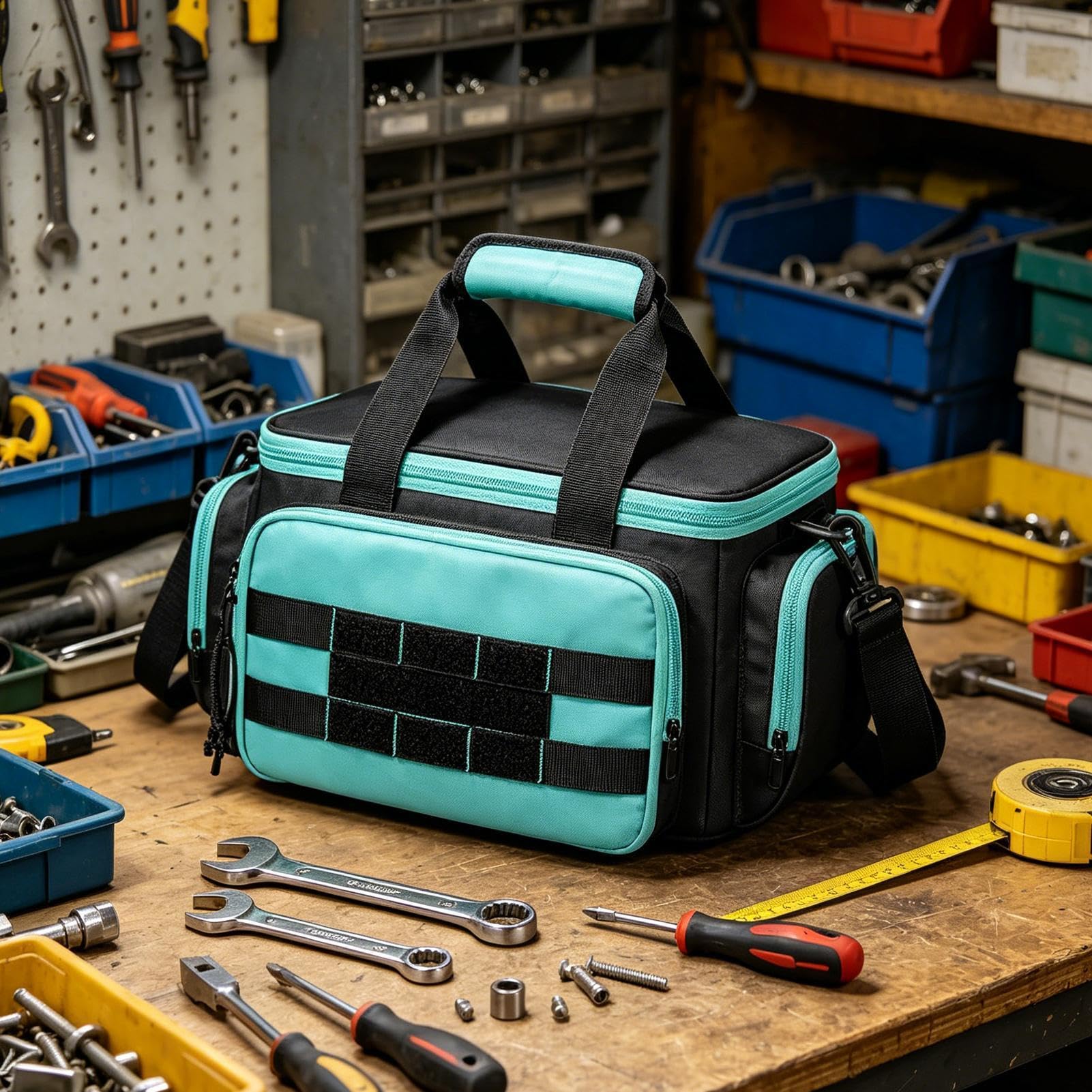 Bolsa Tote De Herramientas Contenedor Portátil de Tela Oxford | Bolsa Organizadora de Herramientas para Camping Construcción Jardín Trabajo Carpintero Electricista