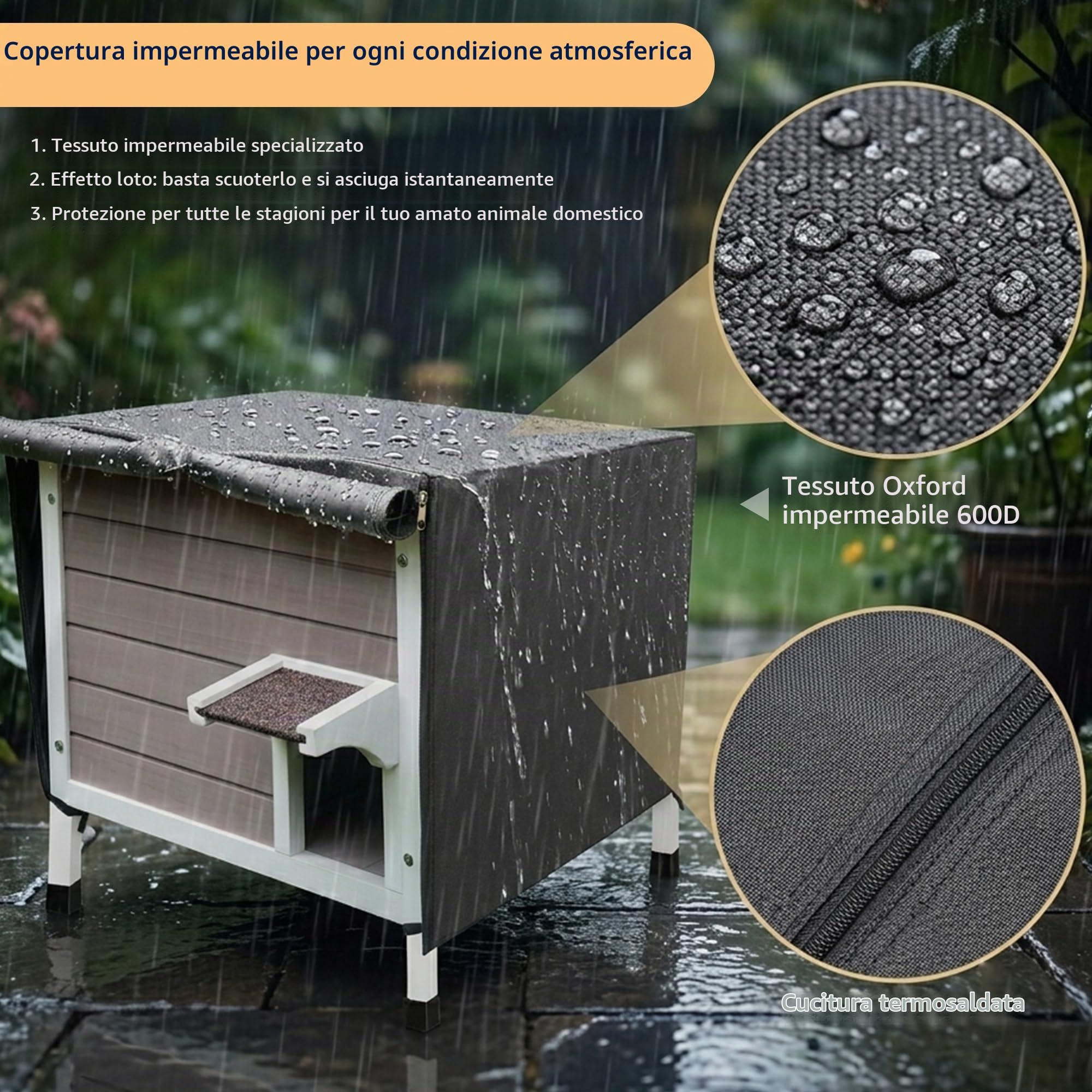 HiCaptain Casetta per gatti completamente isolata al 100% con schiuma a 6 lati, Rifugio per gatti resistente alle intemperie per esterni per più gatti, Casetta per gatti da esterno resistente