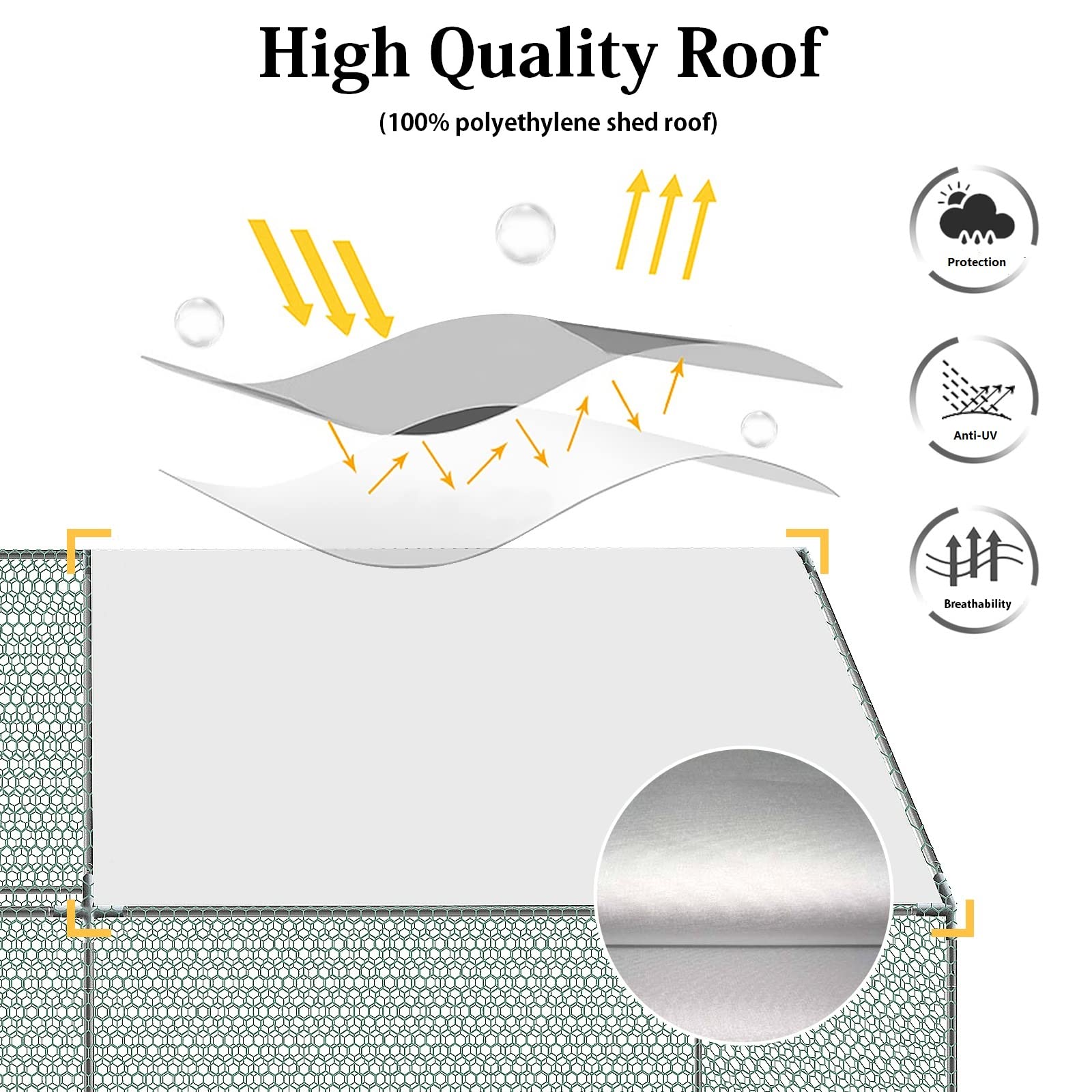 LZQ Grande pollaio in metallo per pollaio con copertura impermeabile per polli all'aperto, pollai per anatre e conigli 3 x 2 x 2 m