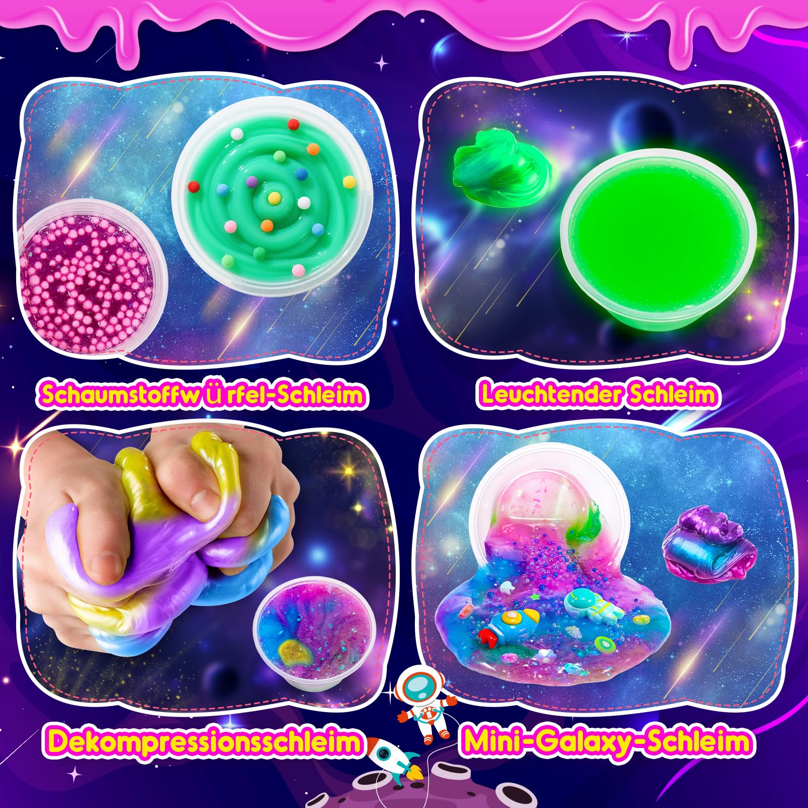 Hapikids Schleim Selber Machen Set, Schleim Kinder Oster Geschenk Mädchen 6 7 8 9 10 Jahre Galaxy Slime Set zum Selbermachen Junge 6-12 Jahre Geschenkideen DIY Set Kinder Spielzeug Schleimlabor