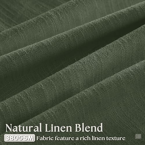 Miniatura 3 de Juego de 2 paneles de cortinas plisadas de mezcla de lino y algodón, neutros, con pestaña trasera, memoria de forma, de techo a piso, para ventana y