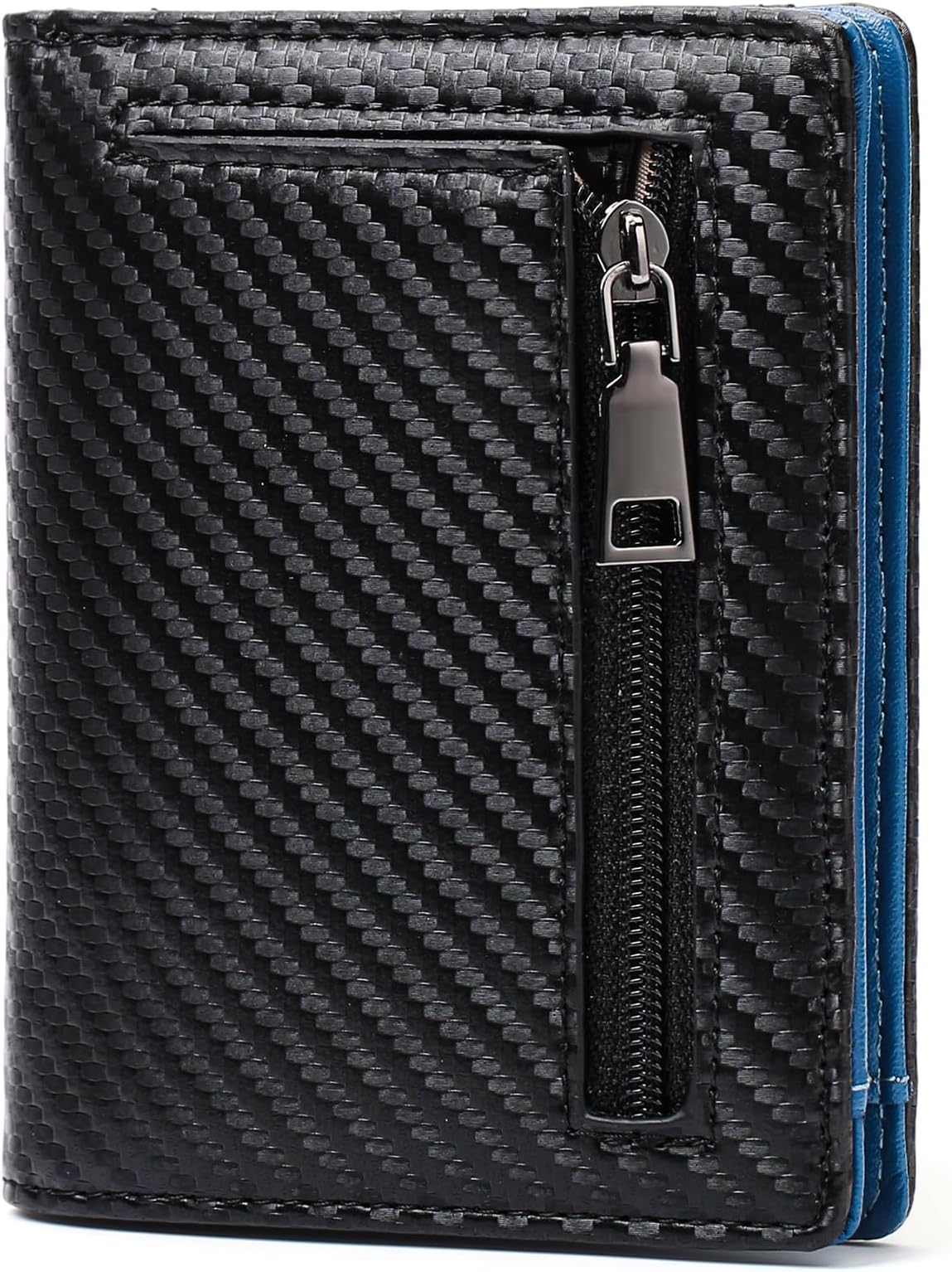 Mens Wallet Slim Bifold RFID Blocking Thin Credit Card Holder Genuine Leather Minimalist Wallets for Men with Zipper Coin Pocket