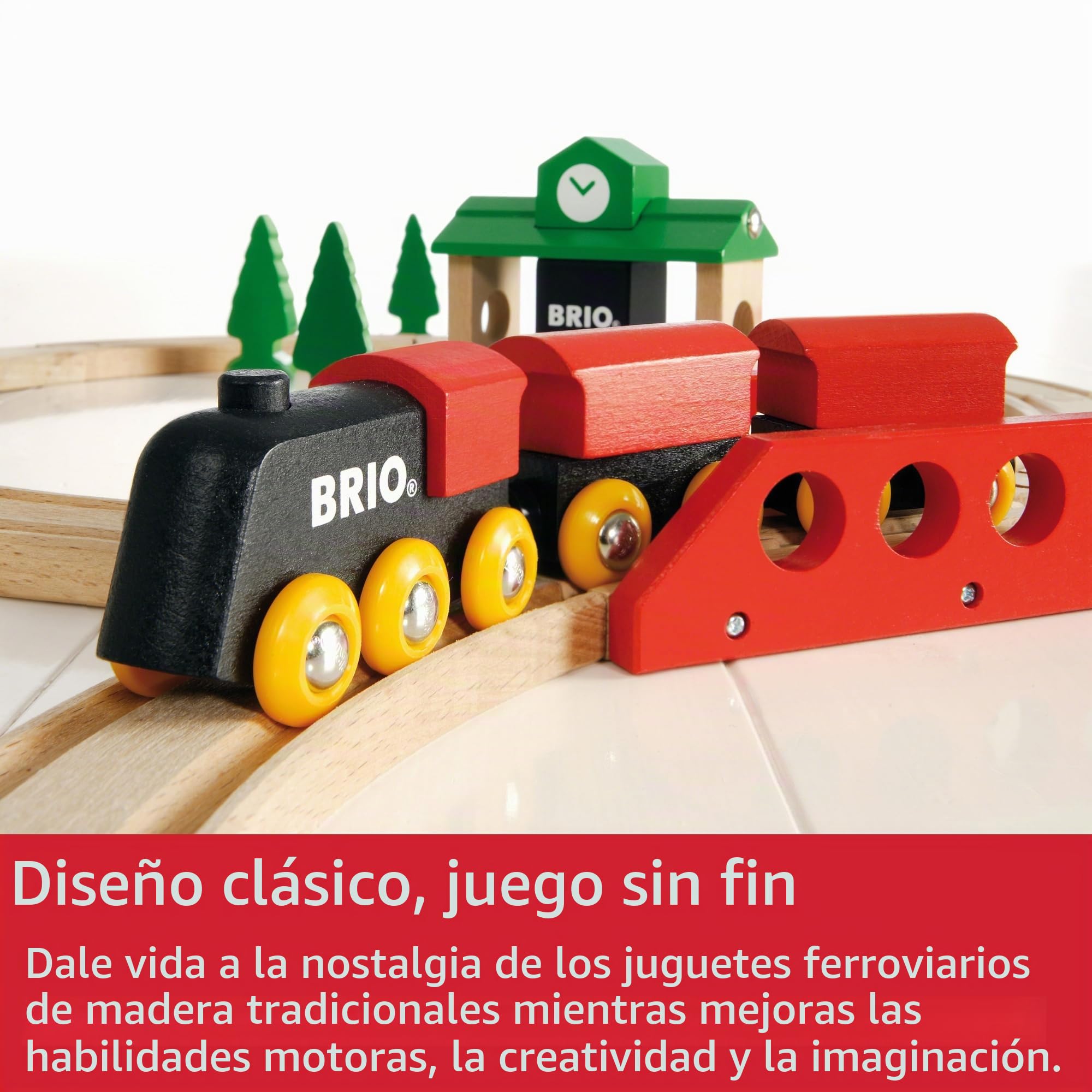 BRIO - Set Circuito de Tren clásico en Forma de 8 (33028) | Circuito de tren de madera clásico en forma, para niños a partir de 24 meses, como juguete de madera, en una sesión de juego.