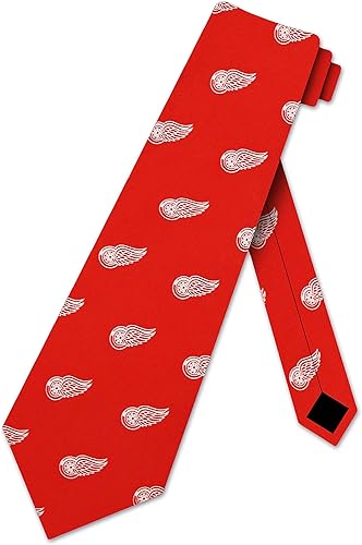 Corbata de seda estampada Red Wings para el cuello del equipo de hockey de Detroit, Rojo -