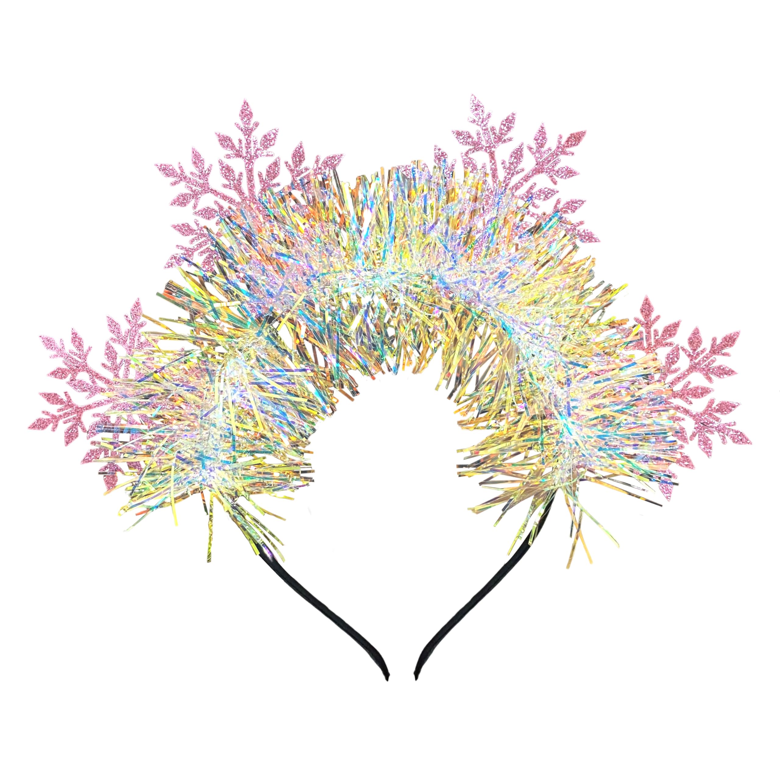 ujktvba Christmas Snowflake Headband Pink Xmas Snowflake Glitter Headband Christmas Costume Hair Accessories Hair Hoop Crown for Women Adults Kids Party Supplies Christmas Gift