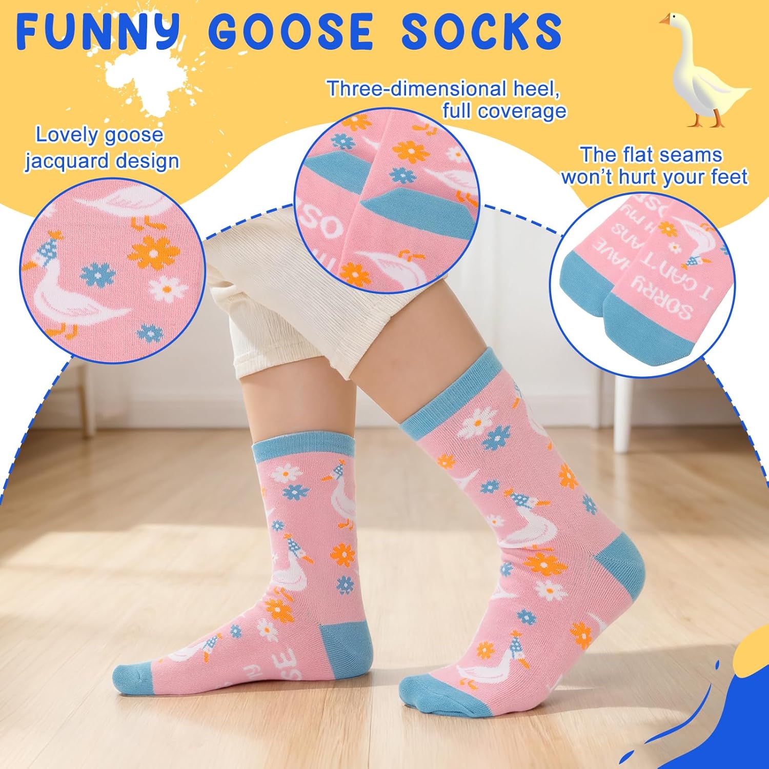 6 Pairs Funny Goose Socks for Women Goose Lovers Cute Crew Socks Christmas Stocking Stuffer Novelty Birthday Gifts for Animal Lover - Image 5