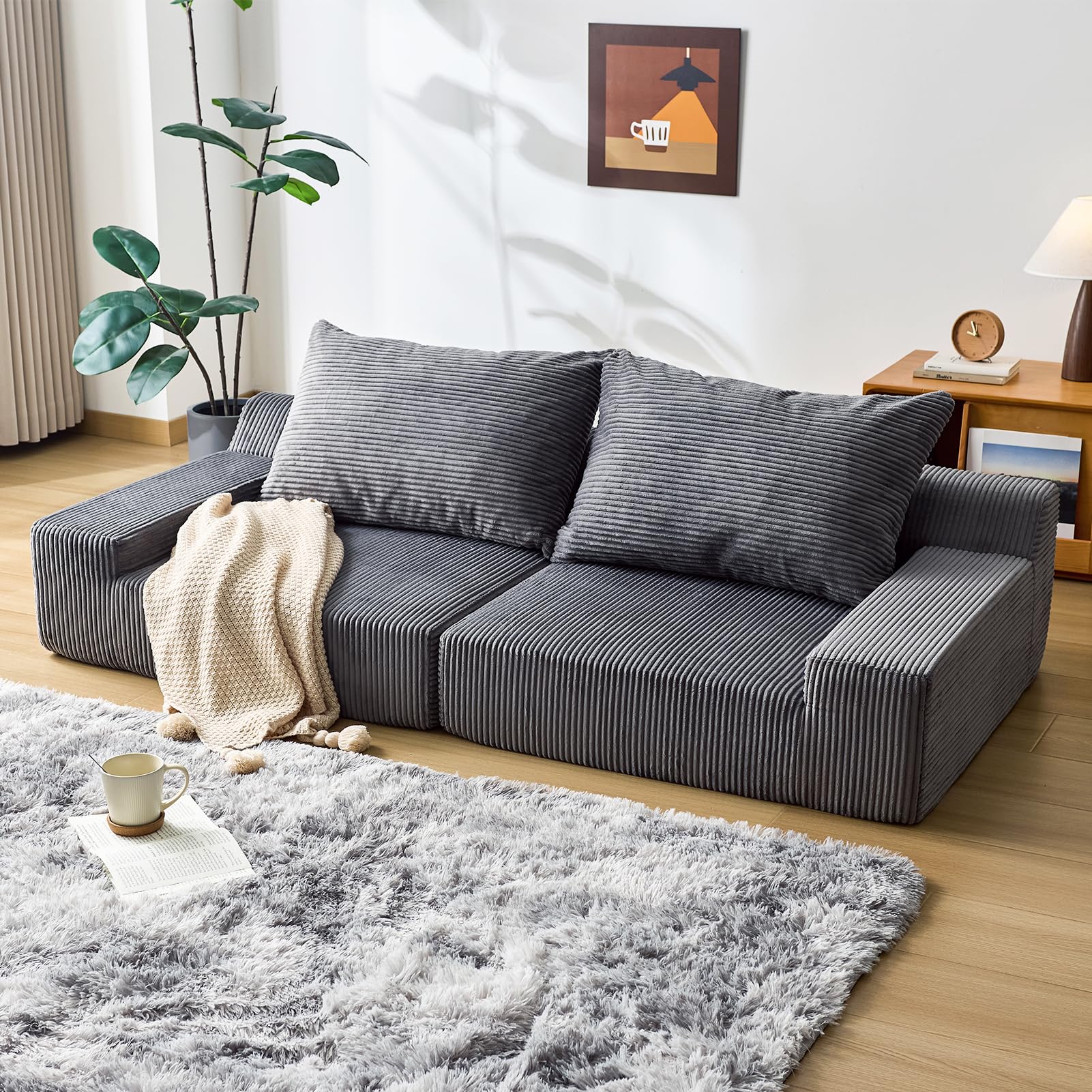 【新品】ローソファー　グレー Amazon｜RASIK ローソファー 2.5人掛け 幅170cm グレージュ 分割式