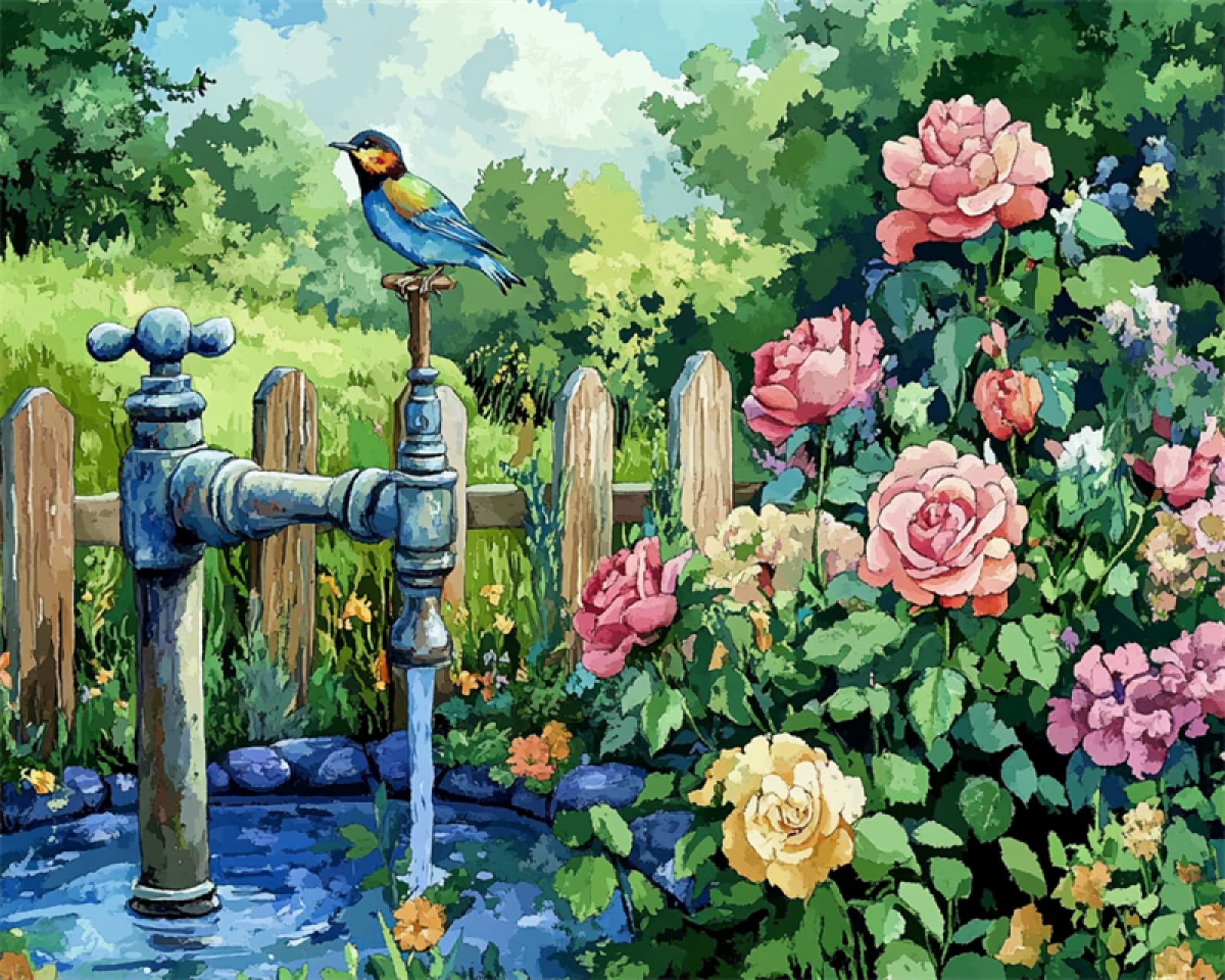 N.LANSHAN 11CT Fai Da Te Fatto A Mano Cucito Kit Fiori,Uccelli E Animali Colorati Kit Schemi Punto Croce Set Ricamo Stampato,Artigianato Ricamo Arte Per Arredamento Casa 80x100cm