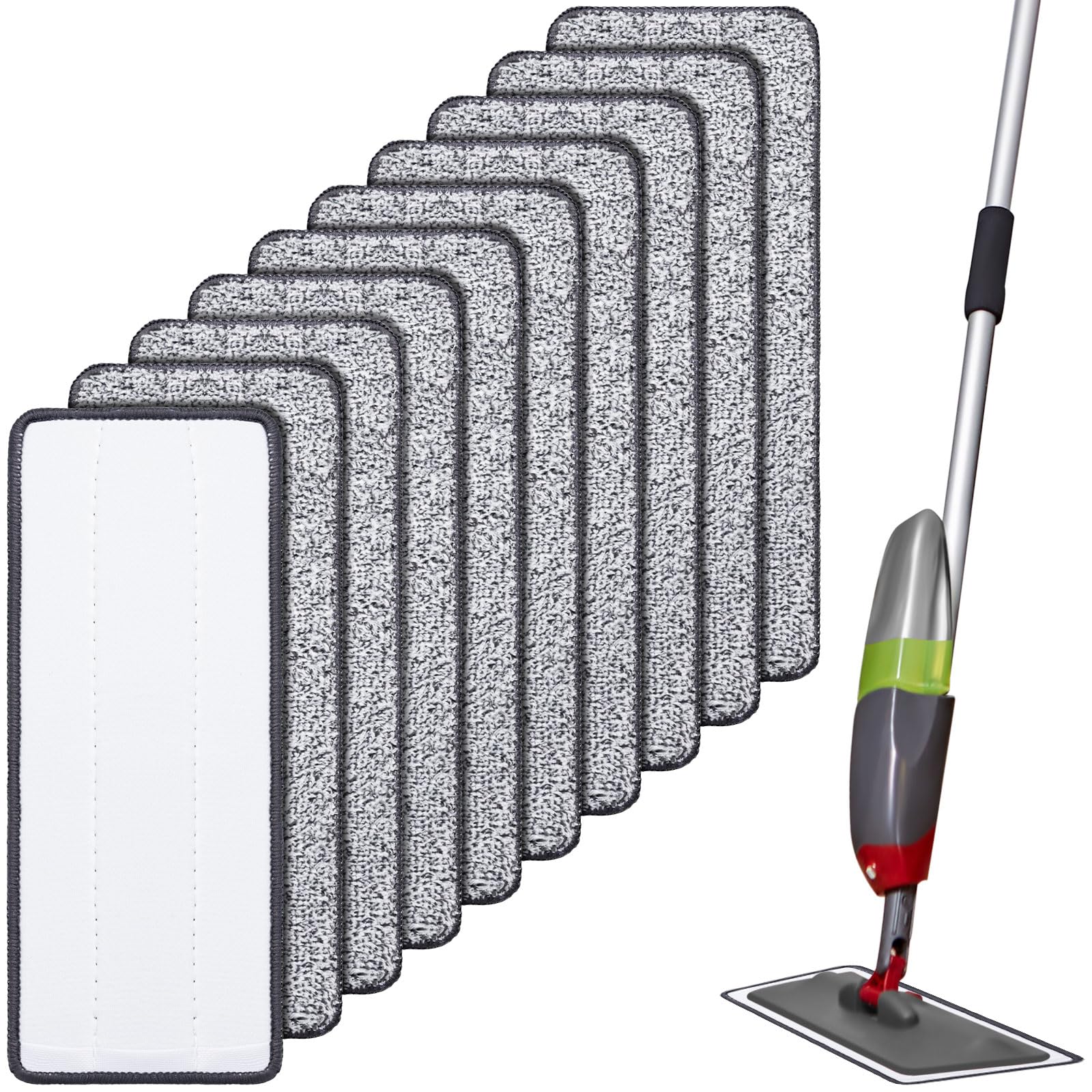 Hestya10 Pcs Replacement Mop Refill Pads 12.6 x 4.7'' Absorbing Pads for Wet Dry Floor Cleaning Reusable Mop Pads for Hardwood Laminate Floor Sweeping, Machine Washable